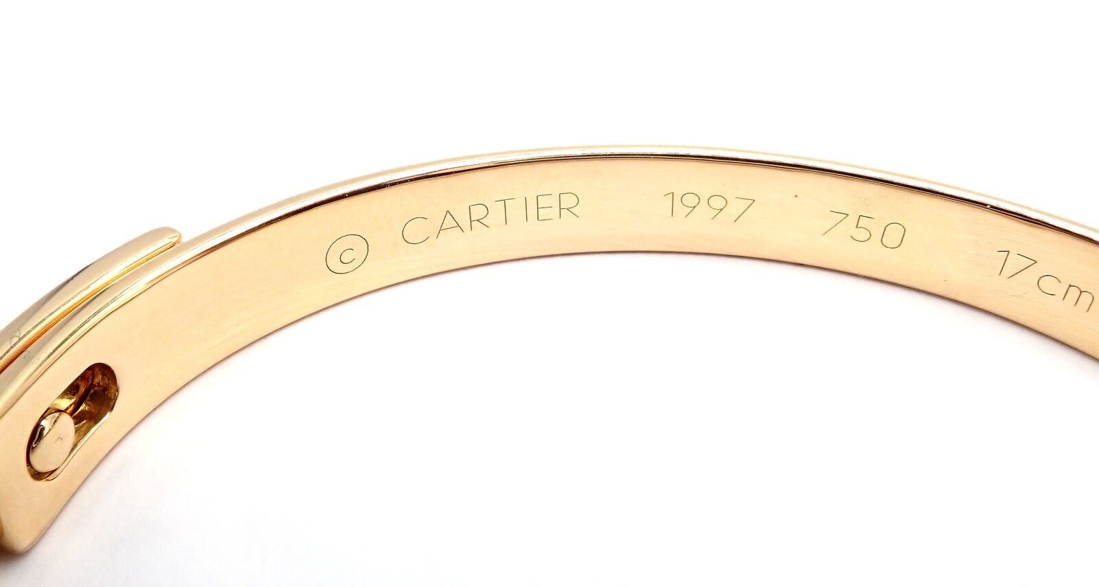 Authentic Cartier 18K Yellow Gold Diamond Anniversary Bangle Bracelet - Size 17 - Luxury Jewelry Gift for Women - Perfect for Anniversaries, Weddings & Special Occasions