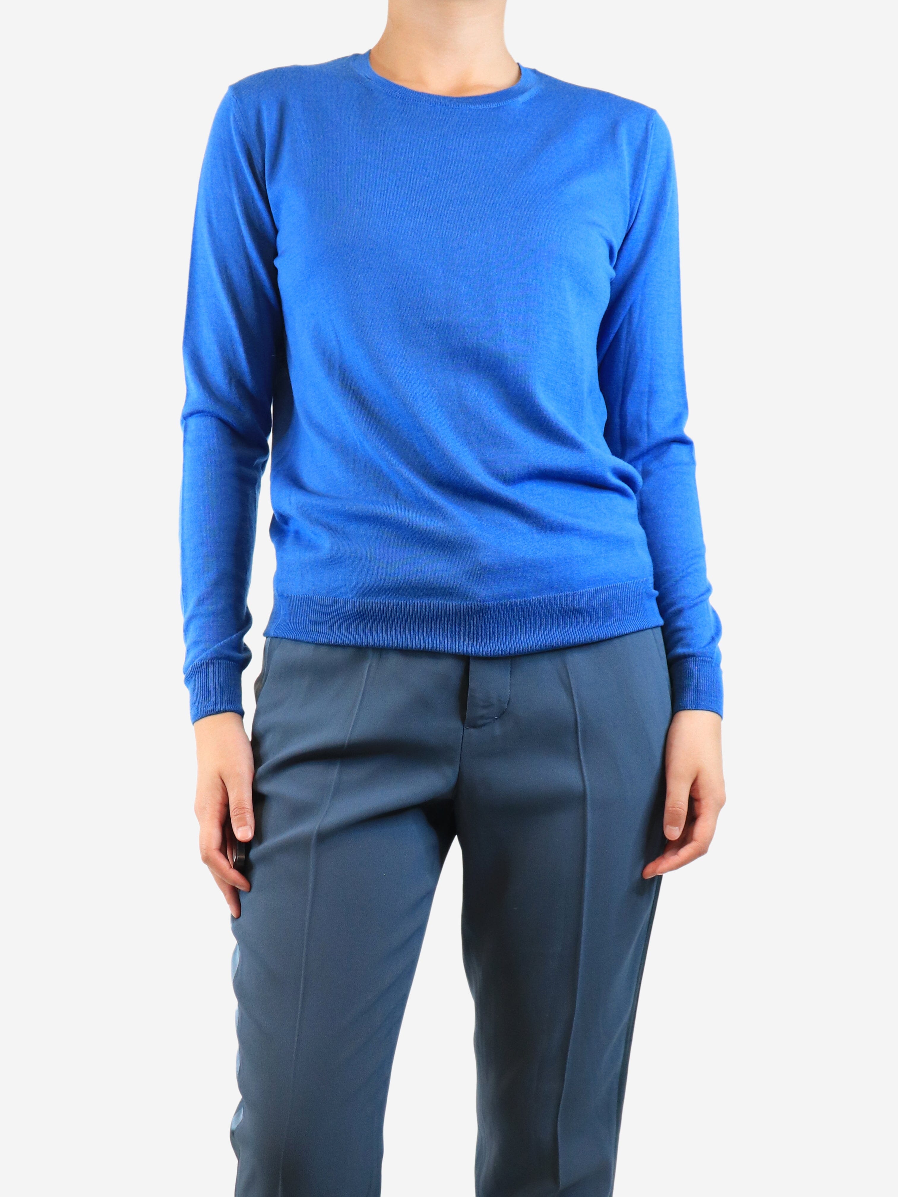 Blue Wool Sweater for Women - Size UK 8 (US 6) | Soft & Warm Winter Pullover | Perfect for Office, Casual Outfits & Holiday Gatherings