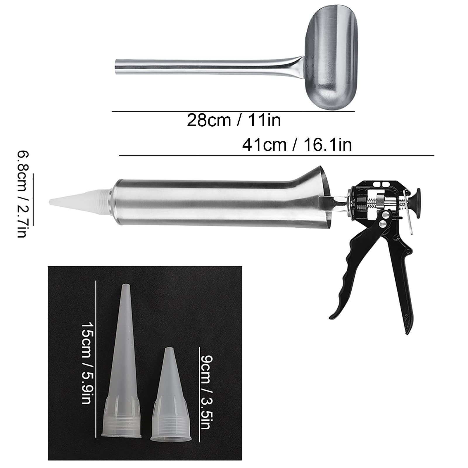 Stainless Steel Grouting Gun for Ceramic Tiles - Heavy Duty Caulking Tool for Mortar, Cement, Lime & Joint Sealer - Perfect for Home Renovation & DIY Tile Projects