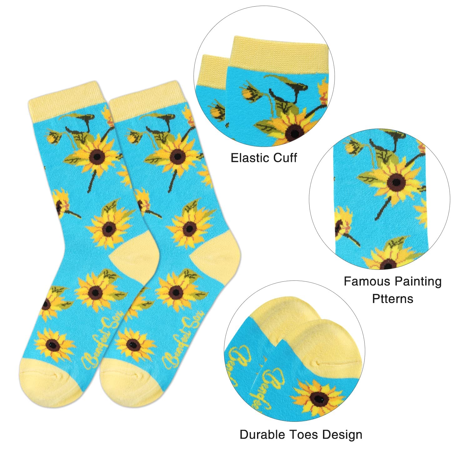 Benefeet Women's Funny Animal Crew Socks - Cute Floral Cotton Socks for Casual Wear