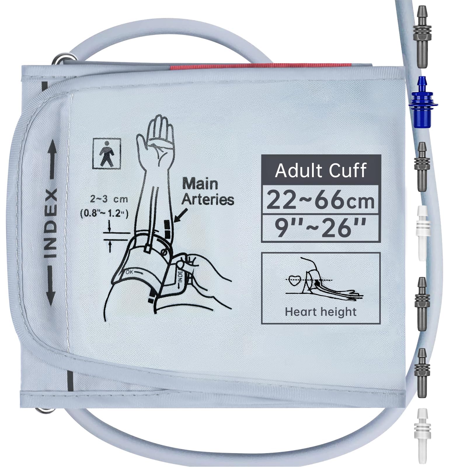 **Extra Large Blood Pressure Cuff 9”-26” (22-66CM) – XXXL Cuff Compatible with Omron BP Monitor, Replacement for Adult Big Arm – Includes 7 Connectors – Ideal for Home Health Monitoring & Medical Use**