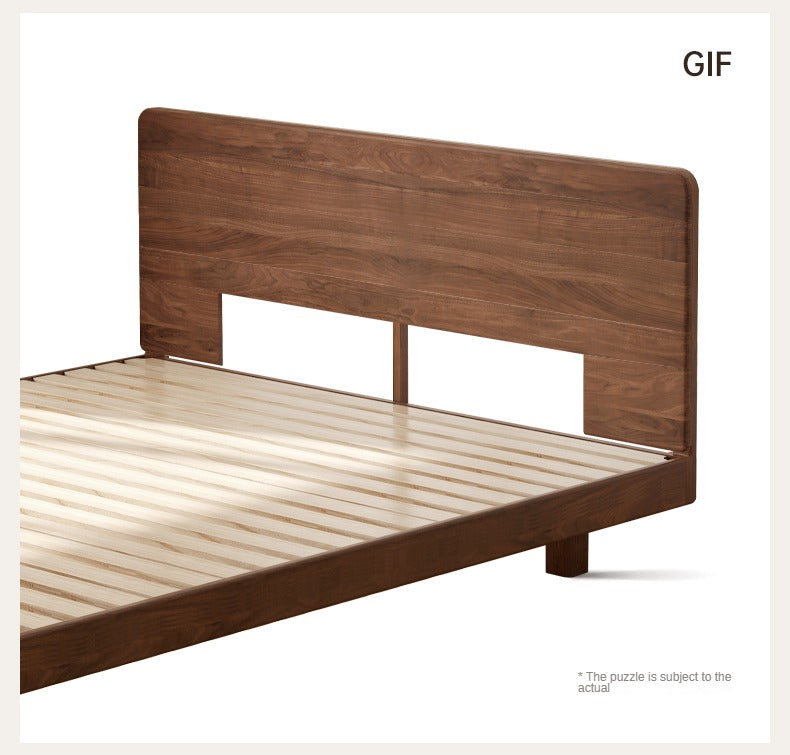 Solid Wood Floating Bed Frame - Black Walnut & Oak - Modern Platform Bed with Hidden Storage - Perfect for Small Bedrooms & Minimalist Home Decor