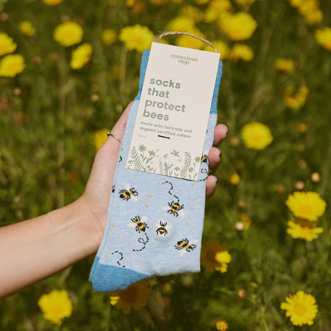Conscious Step Organic Cotton Socks - Support Bee Conservation | Eco-Friendly & Comfortable for Everyday Wear, Hiking, and Outdoor Activities
