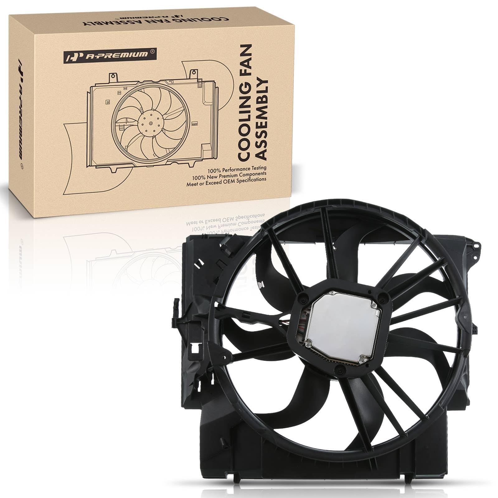 Premium Brushless Motor Engine Radiator Cooling Fan Assembly for BMW 335i 335i xDrive 335is 335xi X1 135i Z4 (2007-2015) - High Performance Replacement Part for Engine Cooling System | Perfect for Summer Driving, Track Days & Heavy Traffic Conditions