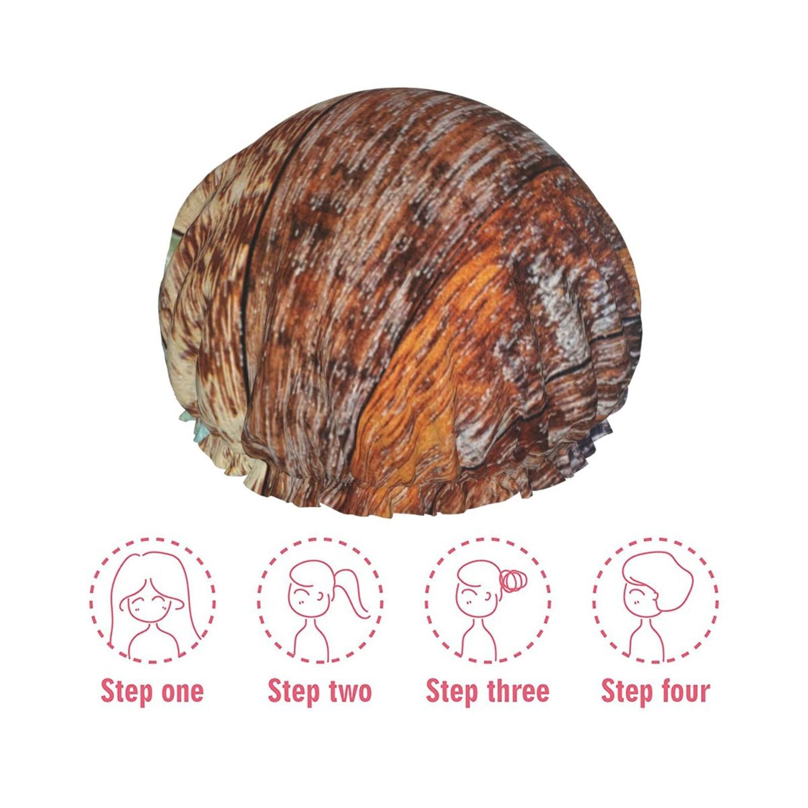 Vibrant Wooden Beads Shower Cap for Women - Reusable Waterproof Shower Hat with Double Layer Protection - Perfect for Bathing, Swimming & Hair Care Routines
