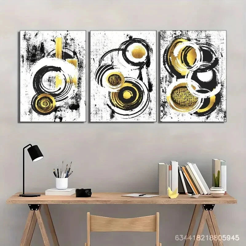 3-Piece Abstract Art Poster Set - Trendy Fashion Metal Print Wall Art - Ready to Hang - Perfect for Living Room, Bedroom & Office Decor