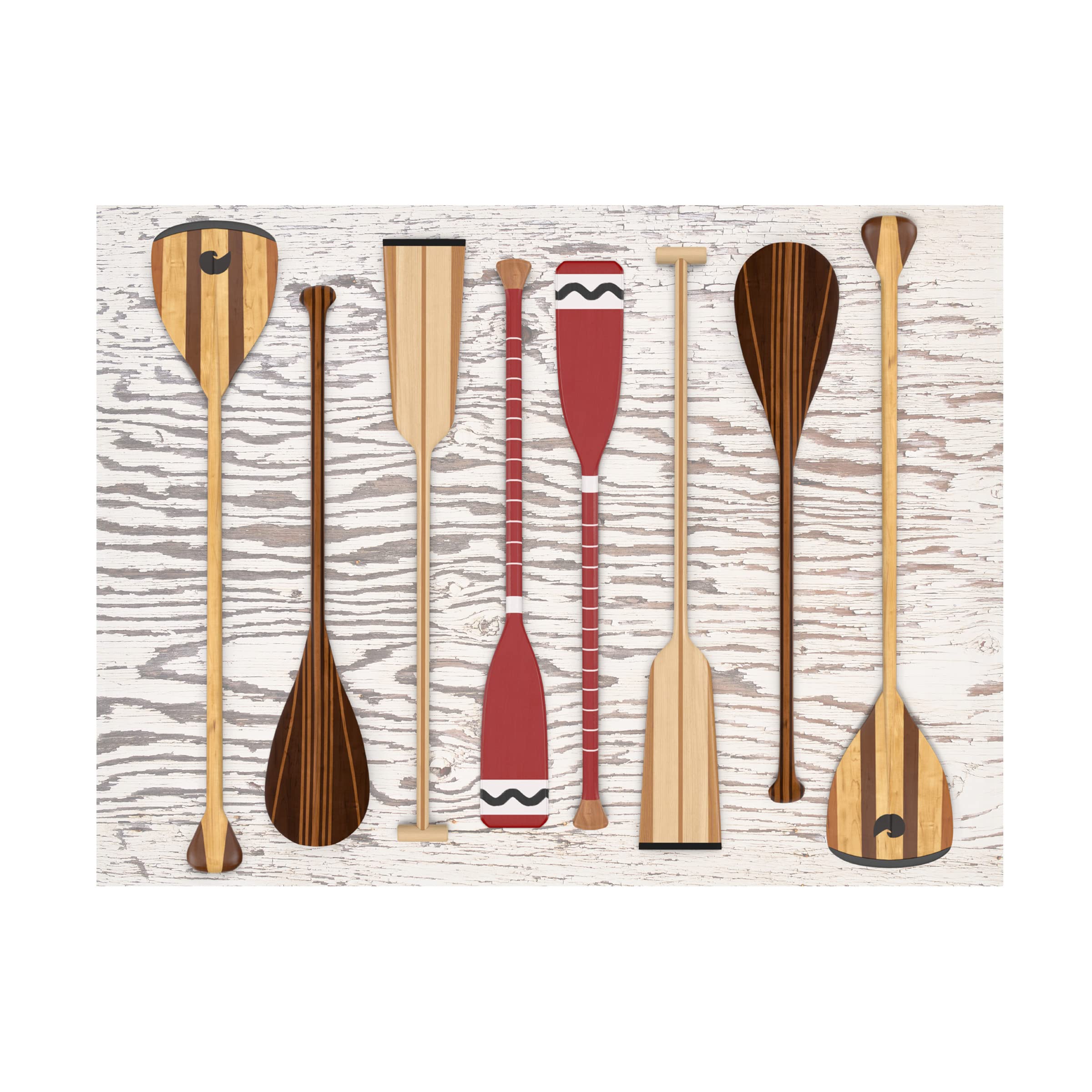 Edward M Fielding 'Canoe Paddles And Oar' Canvas Wall Art Print - Nature Landscape Painting for Living Room, Bedroom & Office Decor