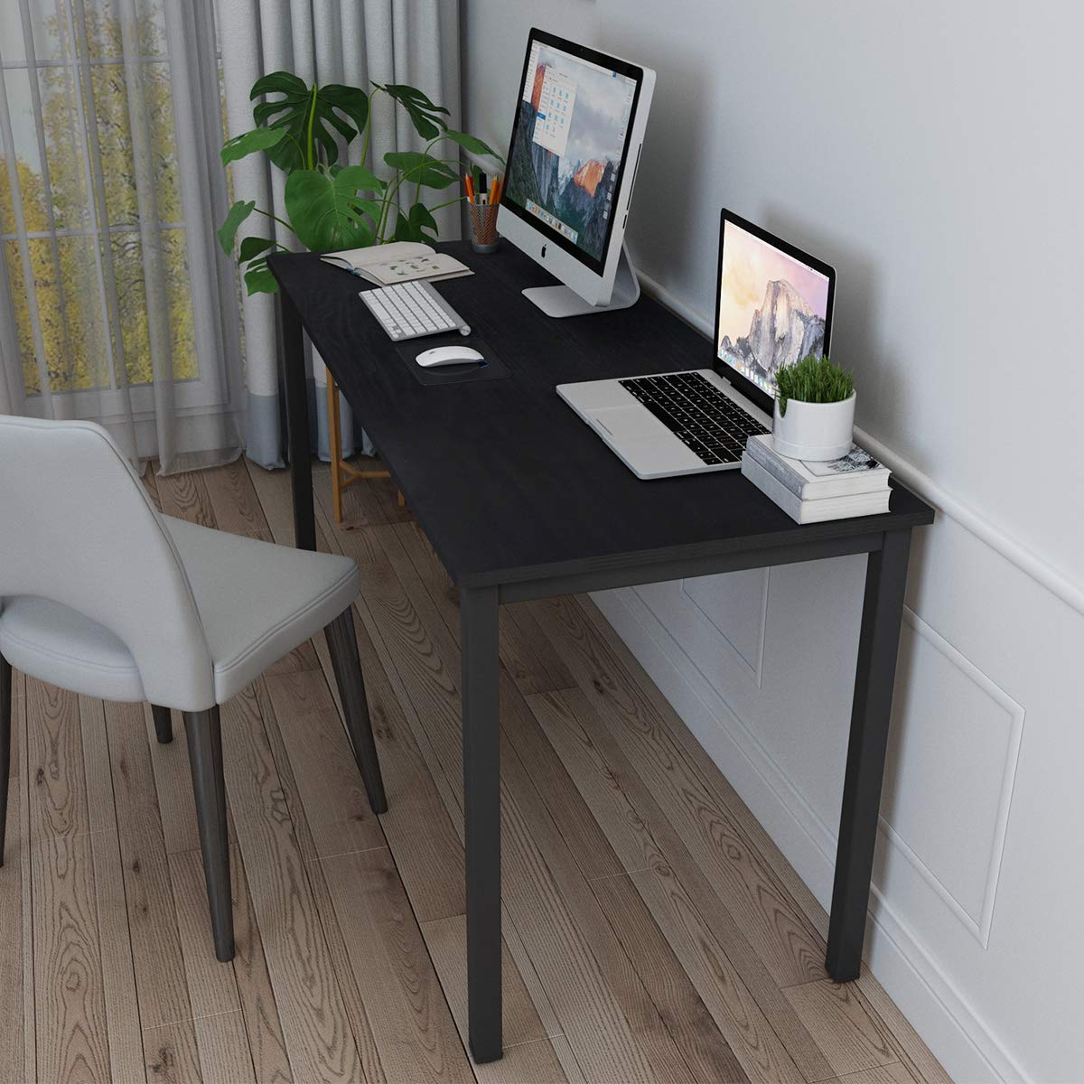 Soges 63 Inch Black Computer Desk - Modern Home Office Desk for Work & Study, Ergonomic Design with Sturdy Frame, Perfect for Small Spaces & Gaming Setups