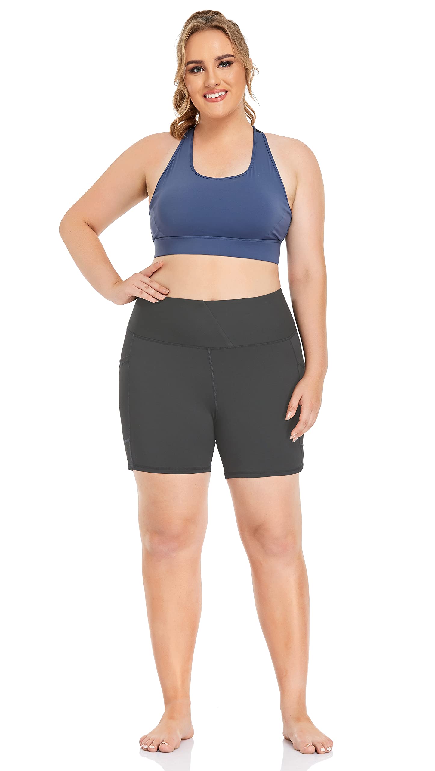 ZERDOCEAN Women's Plus Size High Waist Yoga Shorts 5