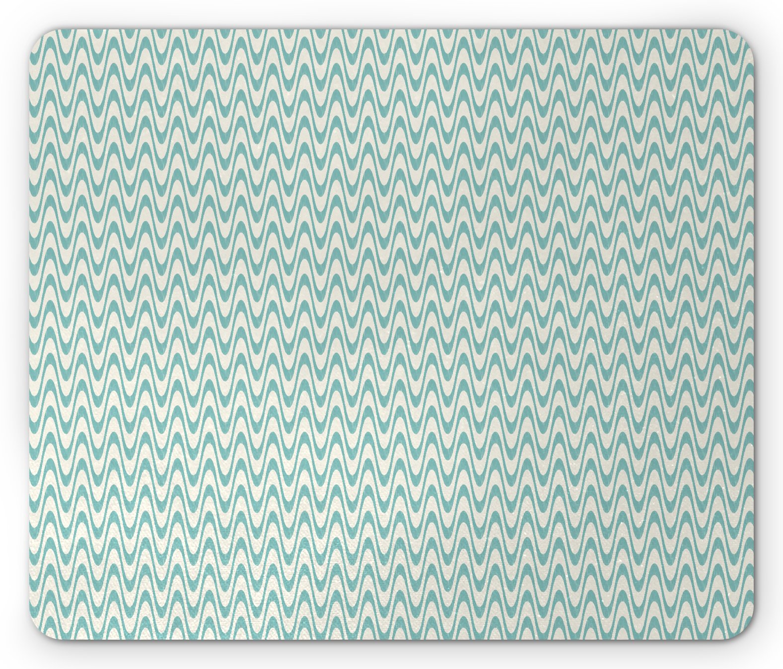 Ambesonne Ivory and Blue Wavy Stripes Mouse Pad - Non-Slip Rubber Base, Standard Size Rectangle Mousepad with Abstract Curved Lines Design - Perfect for Office, Gaming & Home Computer Use
