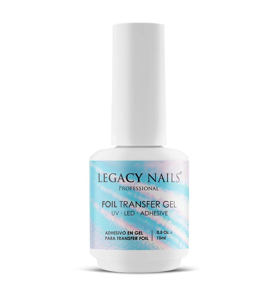 Legacy Nails Professional Foil Transfer Gel 0.5oz - UV/LED Curing Nail Art Adhesive for Foil Designs, Quick-Drying & Long-Lasting, Works with Acrylic & Natural Nails - Perfect for Salon & Home Manicures