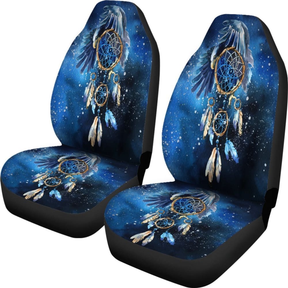 Blue Galaxy Dreamcatcher Native American Inspired Car Seat Covers - Premium Boho Chic Car Accessories for Jeep, Truck & SUV - Perfect for Road Trips & Boho Decor