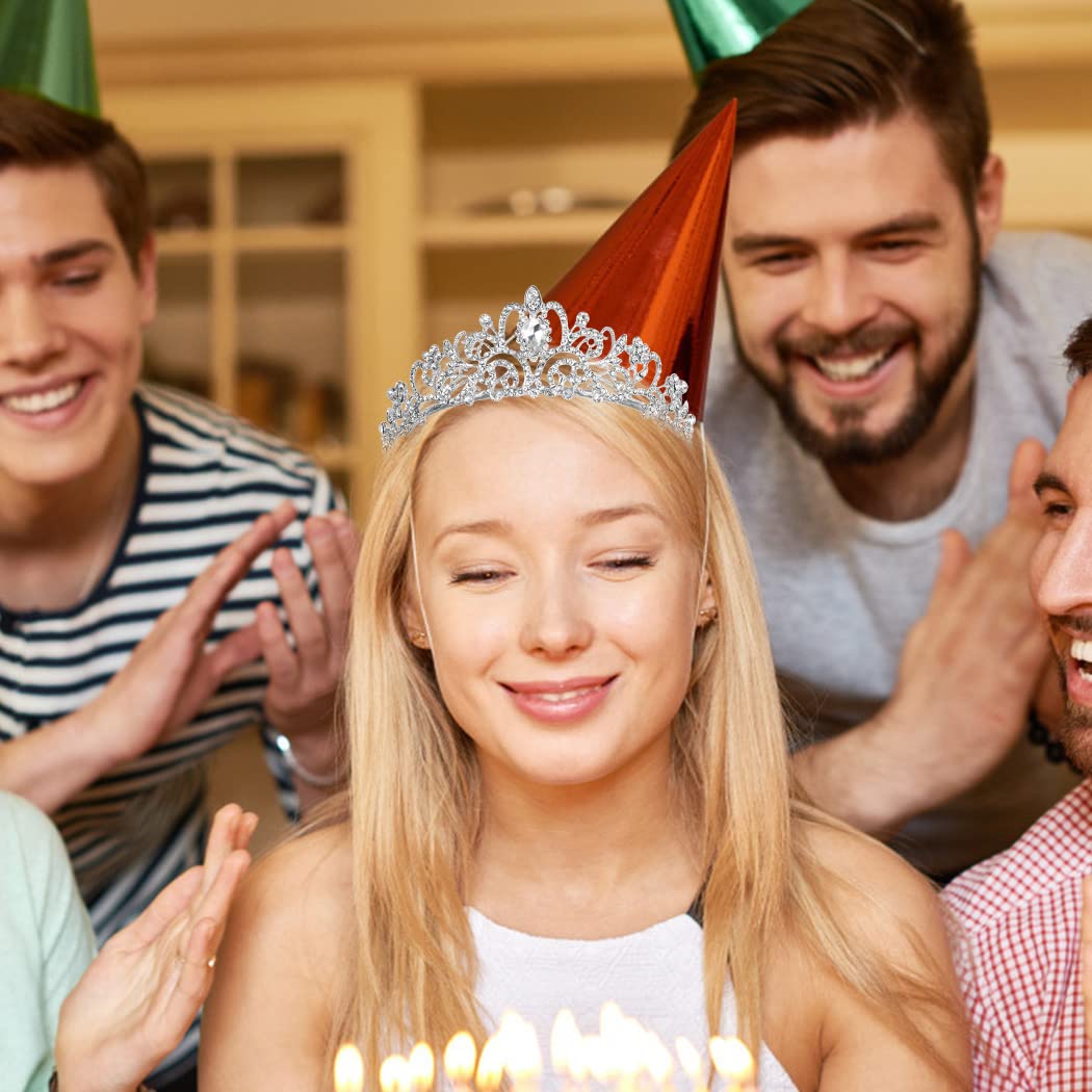 Elegant Silver Rhinestone Birthday Crown & Queen Sash Set for Women - Princess Tiara Party Accessories for Birthday Celebrations, Bachelorette Parties & Special Occasions