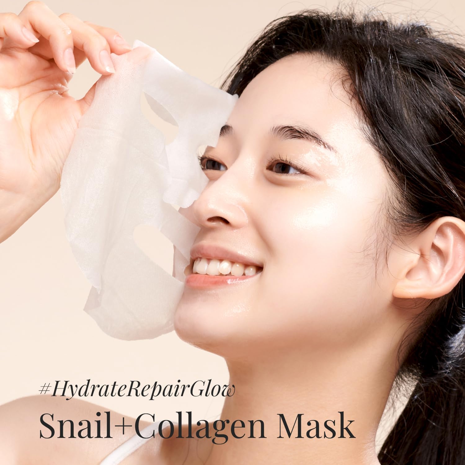 Premium Korean Snail Mucin Face Mask 10 Pack - Hydrating Anti-Aging Sheet Mask with Collagen, 2% Niacinamide & Squalane for Dry & Sensitive Skin - Perfect for Travel, Self Care & Nighttime Skincare Routine