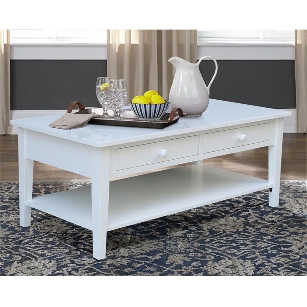 IC International Concepts Solid Wood Spencer Coffee Table - Modern Farmhouse Style Living Room Furniture for Home Decor & Entertainment Spaces