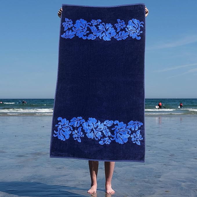 Floral Oversized Cotton 4-Piece Beach Towel Set | Soft Absorbent Quick-Dry Bath Towels for Pool, Beach, Yoga & Gym | Summer Essential for Women & Men