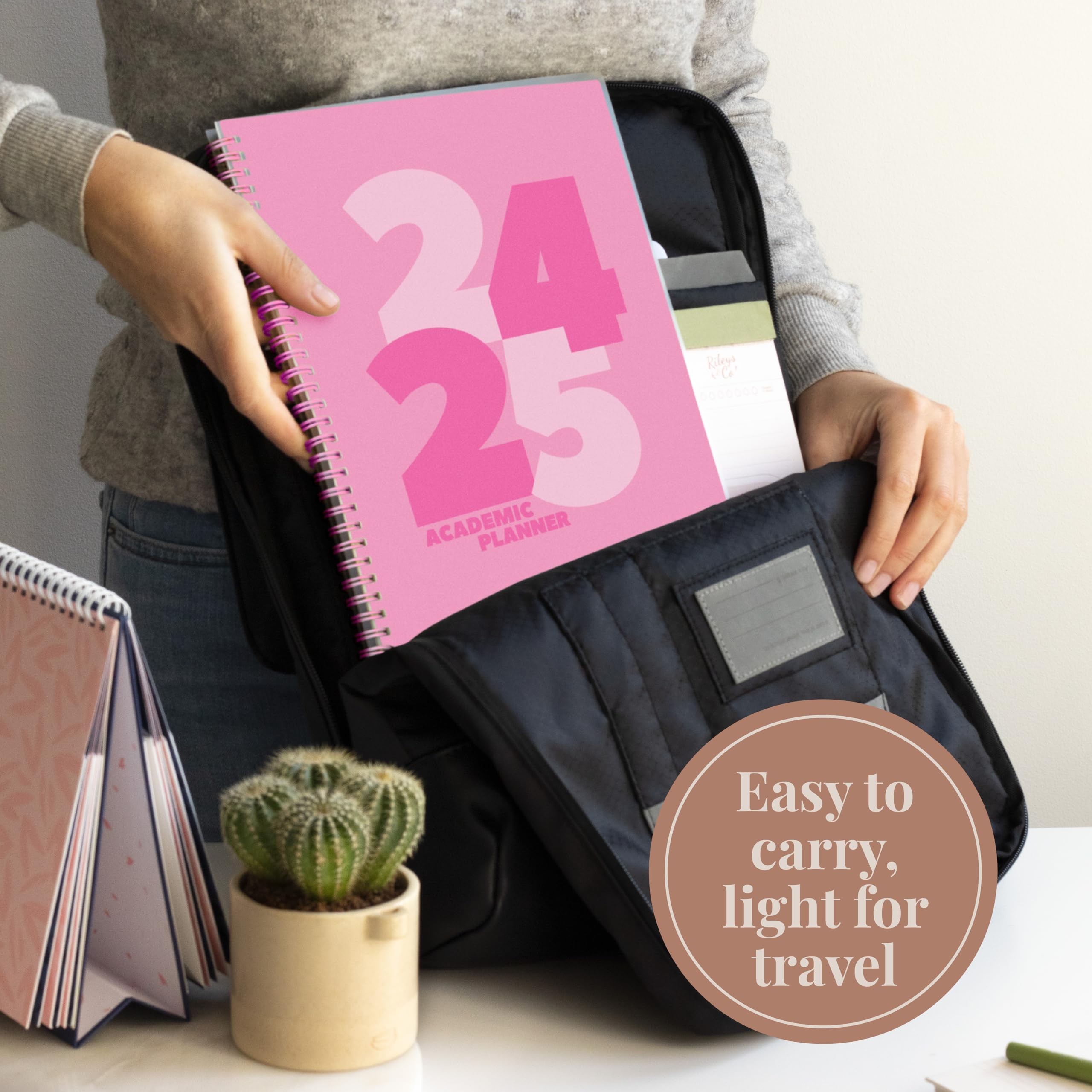 2024-2025 Academic Planner | 18-Month Weekly & Monthly Organizer with Twin-Wire Binding | 8.5 x 11 Inch Pink Planner with Sturdy Cover & Notes Pages | Perfect for Students, Teachers & Professionals - School, Office & Home Use