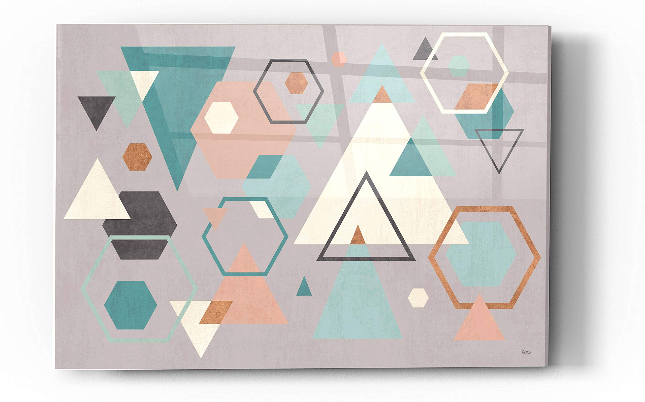 Abstract Geo I Gray Acrylic Glass Wall Art by Veronique Charron - 24x36 Inches Modern Geometric Painting for Living Room, Office & Bedroom Decor