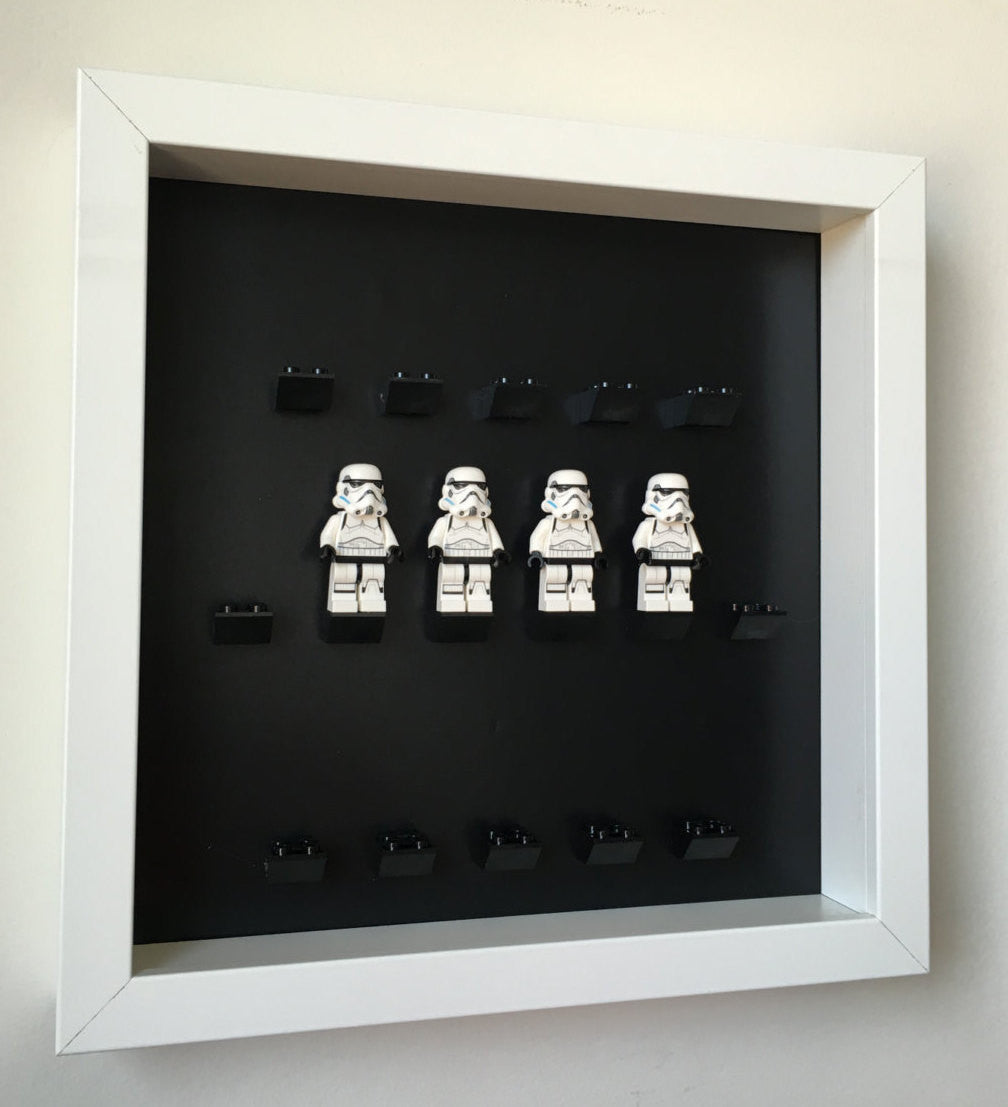 Black Edition Custom White Display Frame for Lego® Minifigures - Showcase & Protect Your Collectibles at Home or Office