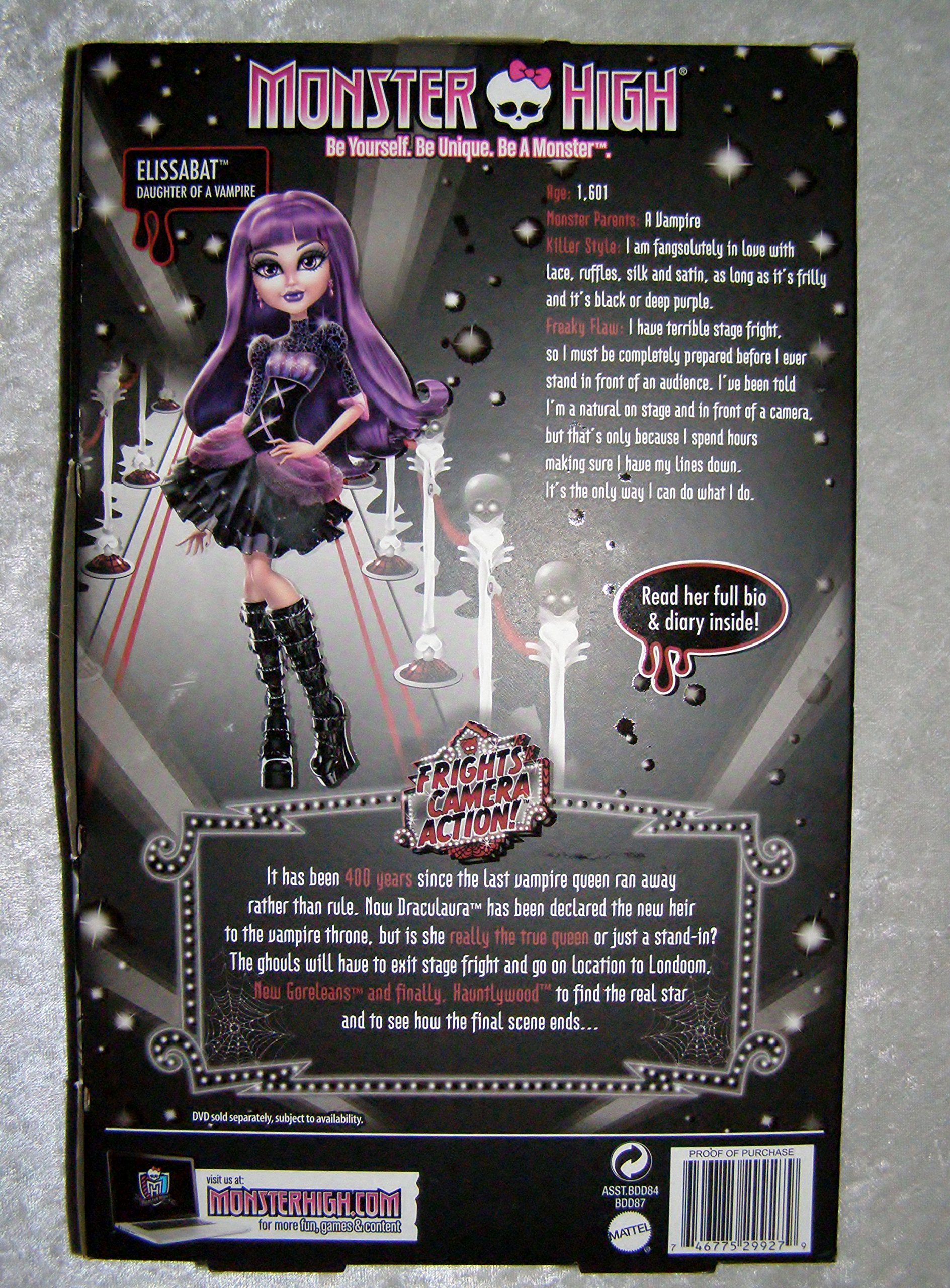 Monster High Frights Camera Action Elissabat Doll - Collectible Fashion Doll for Kids & Fans - Perfect for Playtime, Display & Gifting