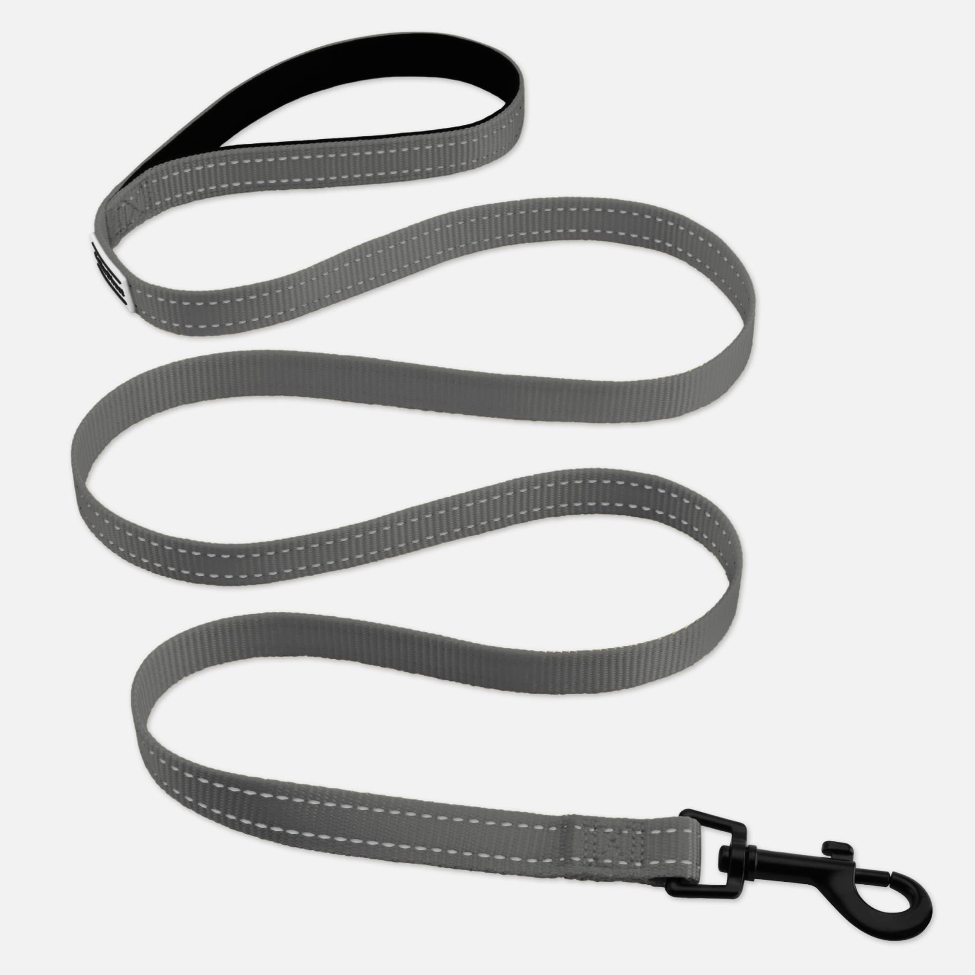 CollarDirect 5ft Heavy Duty Reflective Nylon Dog Leash for Large Medium Small Dogs - Durable Pet Walking Running Training Lead for Outdoor Daily Use (Grey, Small) - Perfect for Park Hikes Jogging & Nighttime Safety