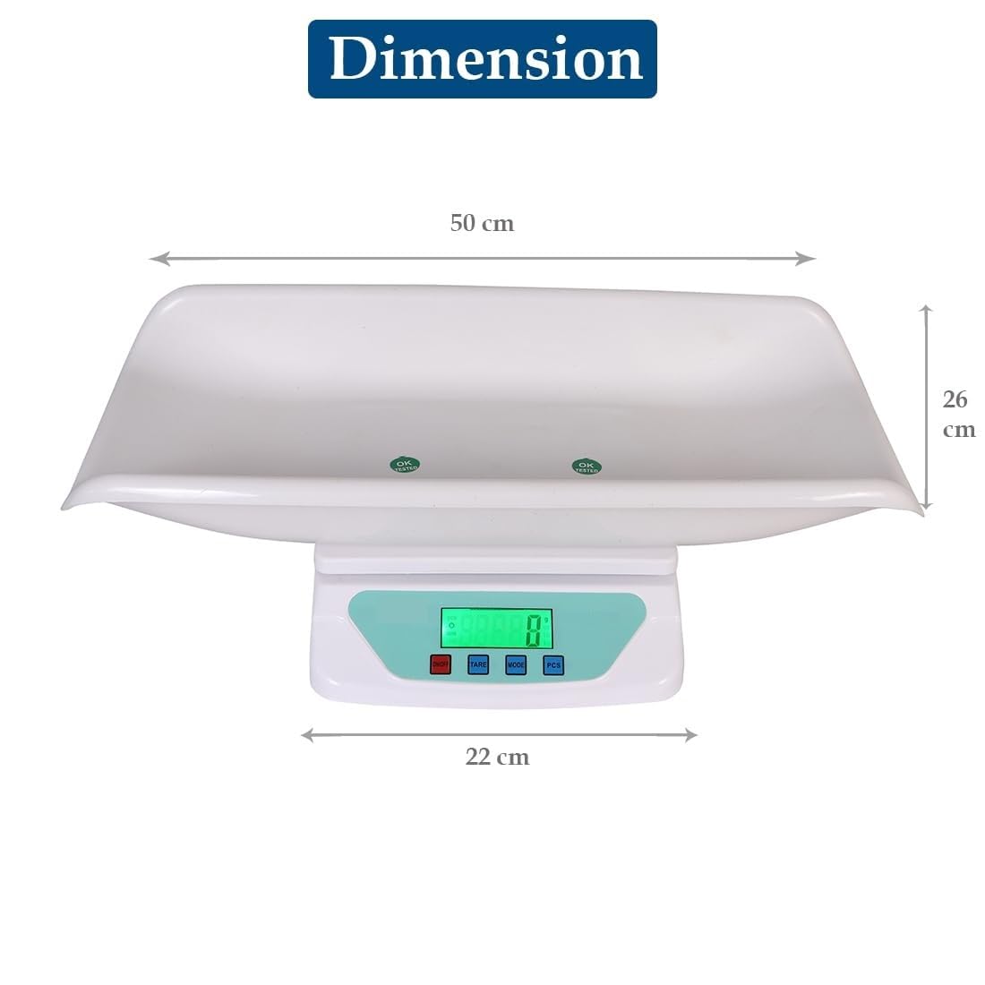 SPANCARE PHARMACUTICALS Digital Baby Scale with Tray - Accurate Newborn Weight Scale up to 30kg/66lbs for Infants & Toddlers - Perfect for Home, Clinic & Pediatric Use