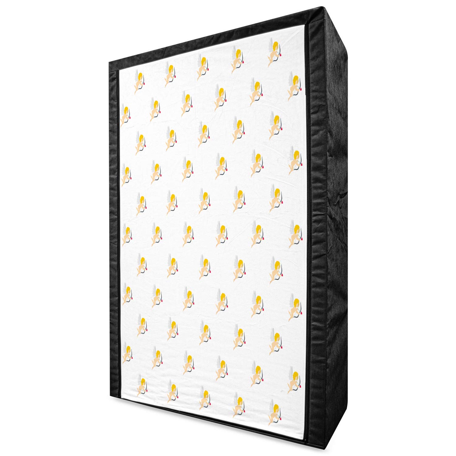 Ambesonne Angel Portable Fabric Wardrobe with Cupid Love Arrow Pattern - 42.5 Inch Clothing Organizer & Storage Closet with Shelves in Earth Yellow White Peach | Perfect for Bedroom, Closet, Dorm Room Organization