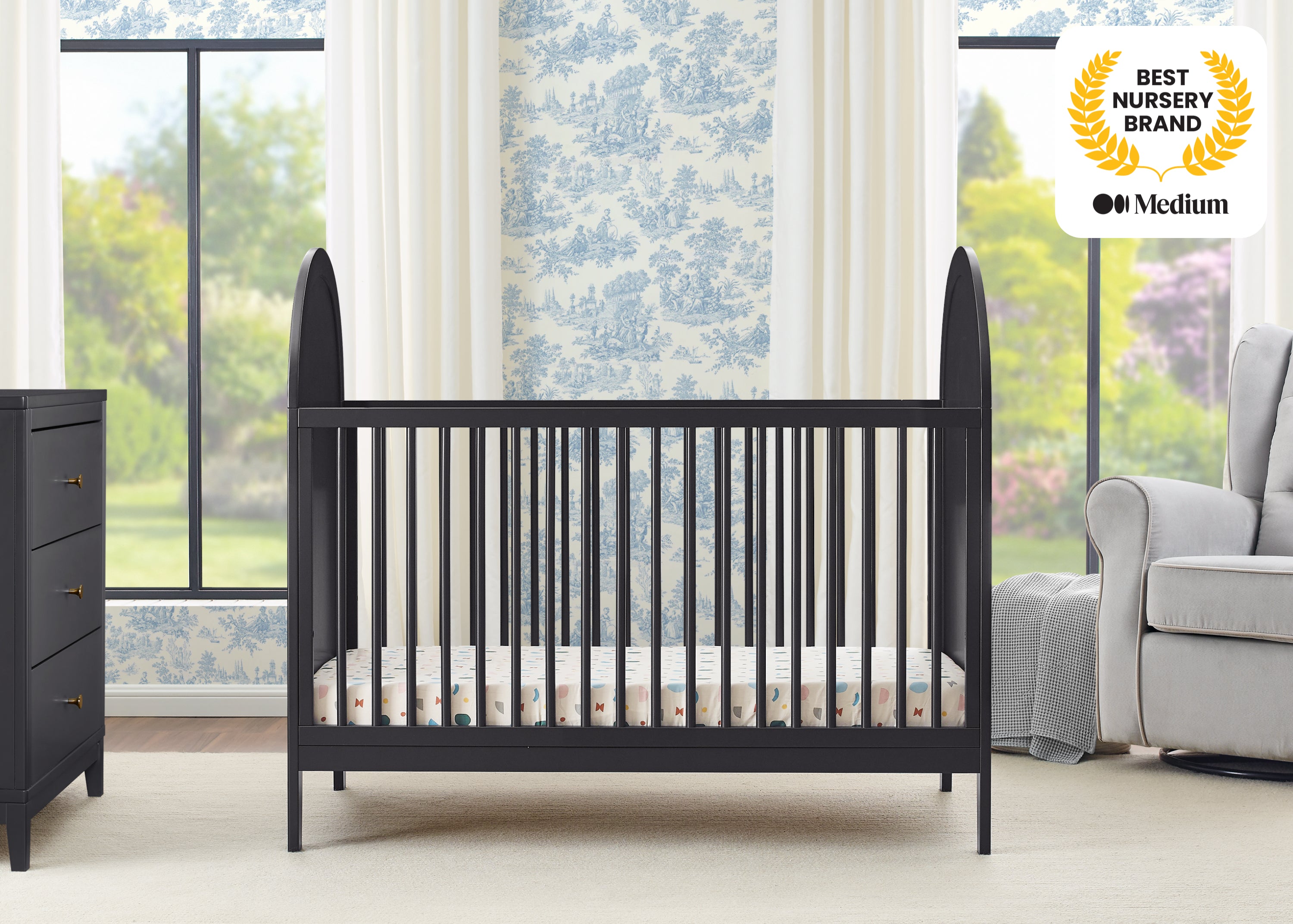 Eloise 4-in-1 Convertible Baby Crib - Toddler Bed, Daybed & Full-Size Bed Conversion - Safe Nursery Furniture for Newborns to Teens - Perfect for Bedrooms, Daycare & Guest Rooms