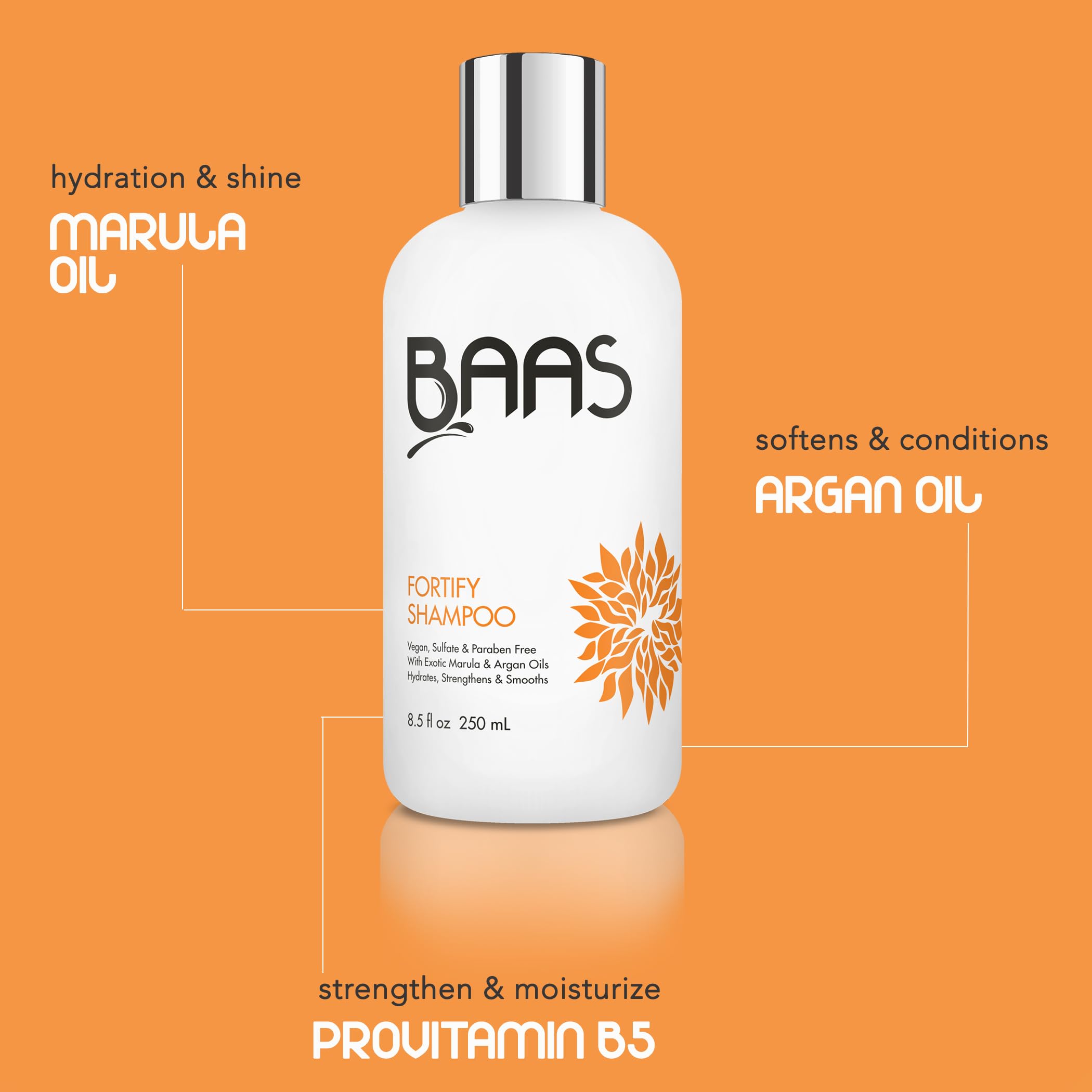 BAAS Fortify Shampoo for Hair Growth & Thickening - Sulfate-Free Volumizing Shampoo with Biotin & Keratin - Best for Thinning Hair, Fine Hair & Hair Loss Treatment - Perfect for Daily Use at Home & Salon