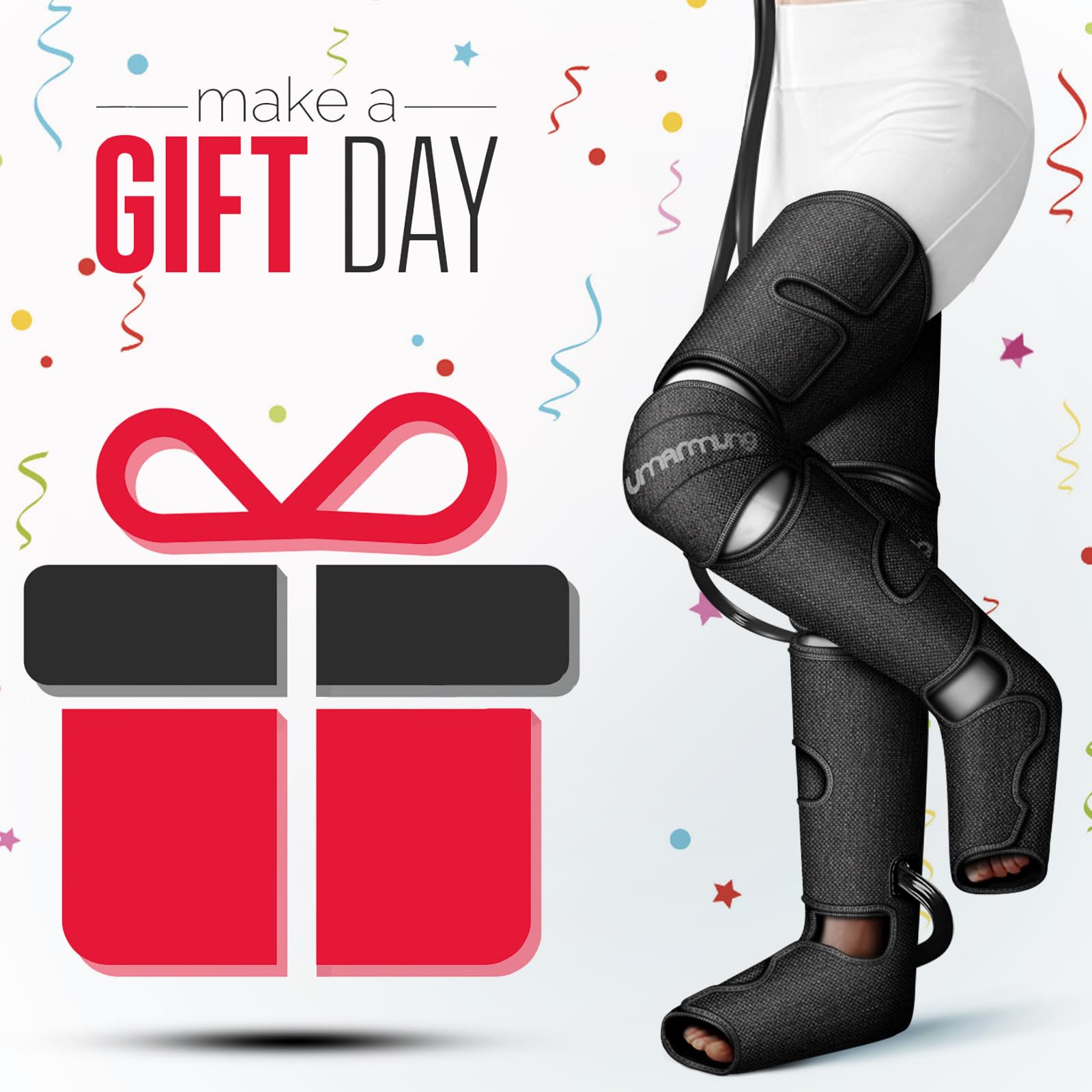 Electric Air Compression Massager with Heat for Foot, Leg & Knee Pain Relief - Perfect Gifts for Men, Women, Dad & Mom on Christmas, Birthday, Mother's Day & Father's Day - Helps with Varicose Veins, Muscle Fatigue, Cramps, Swelling & Edema - Ideal for Home Use, Office Relaxation & Post-Workout Recovery