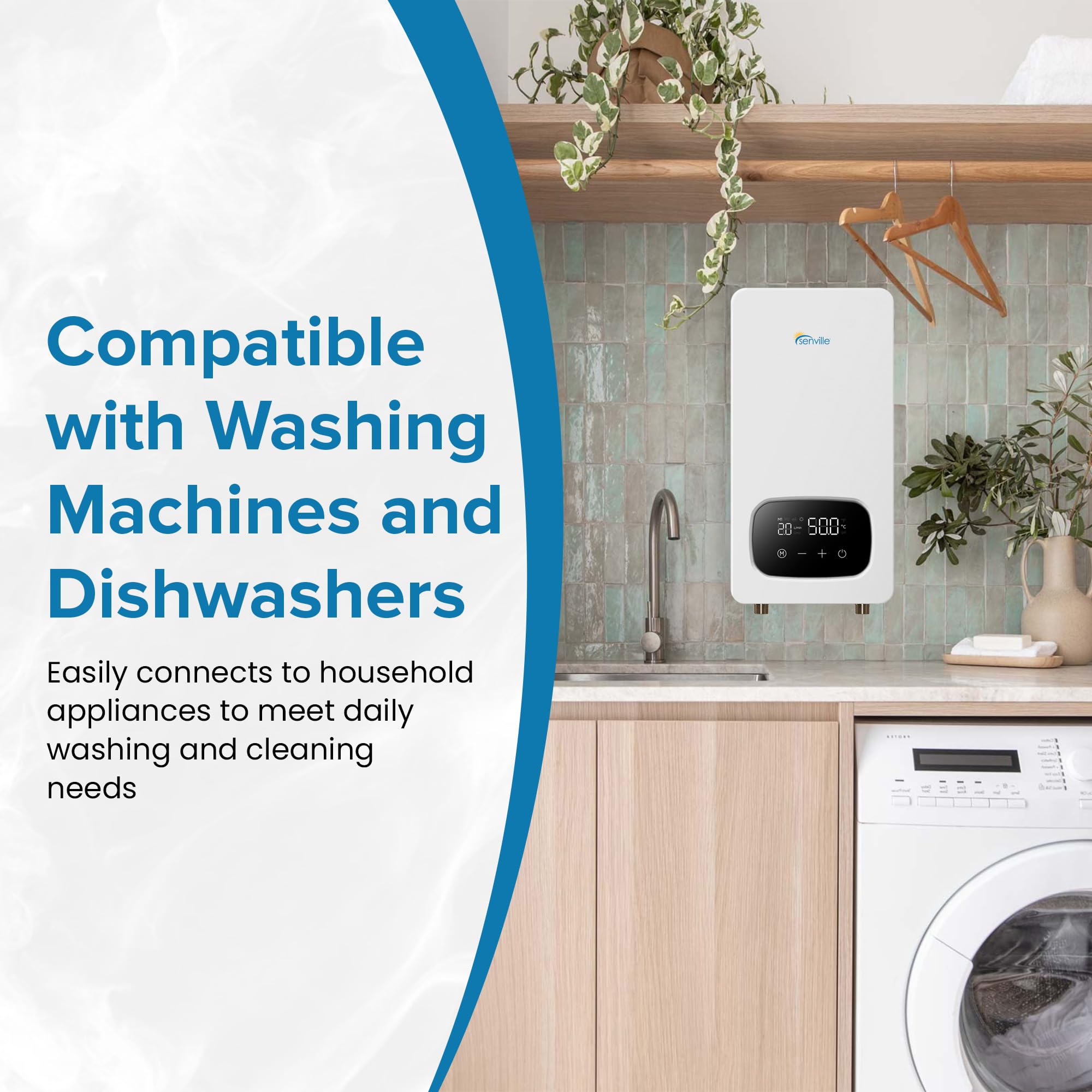 Senville 18KW 240V Electric Tankless Water Heater - Instant Hot Water for Homes, Apartments & Small Businesses | Energy Efficient On-Demand Heating Solution for Showers, Sinks & Appliances