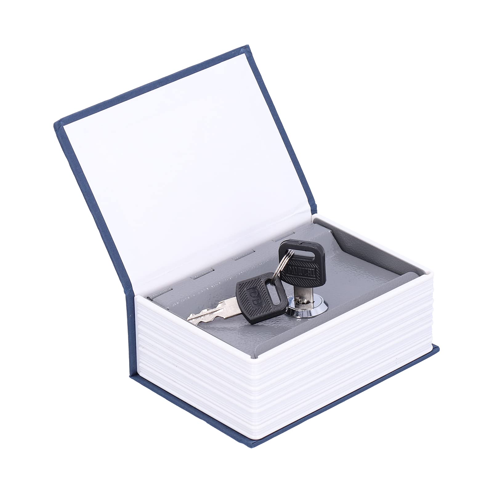 Mini Safe Box - Hidden Book Security Box with Lock & Keys for Money, Jewelry, Coins - Compact & Portable for Home, Office, Travel - Discreet Storage Solution (Mini Blue)