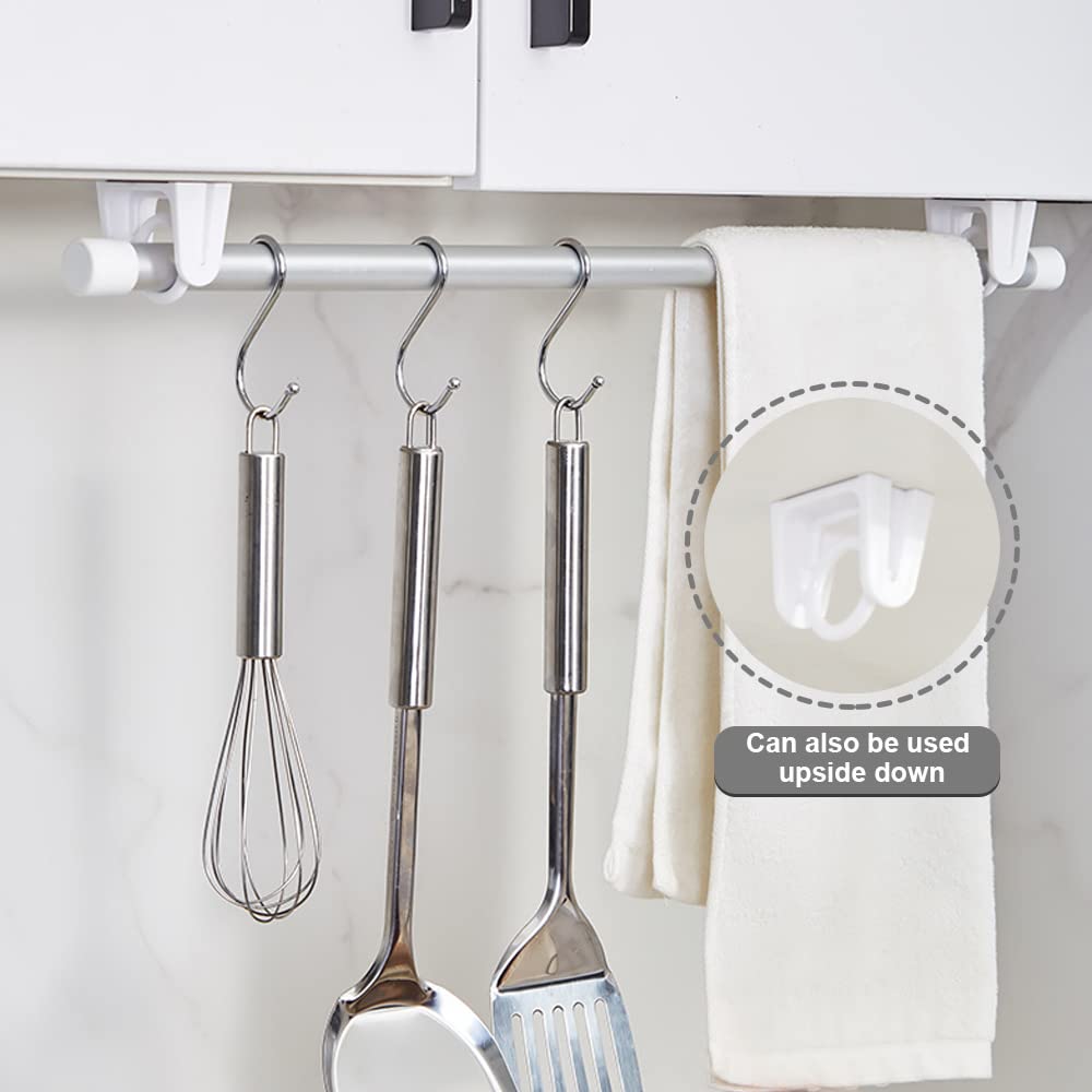 8pcs 360° Rotating No Drill Curtain Rod Brackets - Self Adhesive Tension Rod Holders with Adjustable Angle - White - Perfect for Renters, Dorm Rooms & Temporary Window Treatments
