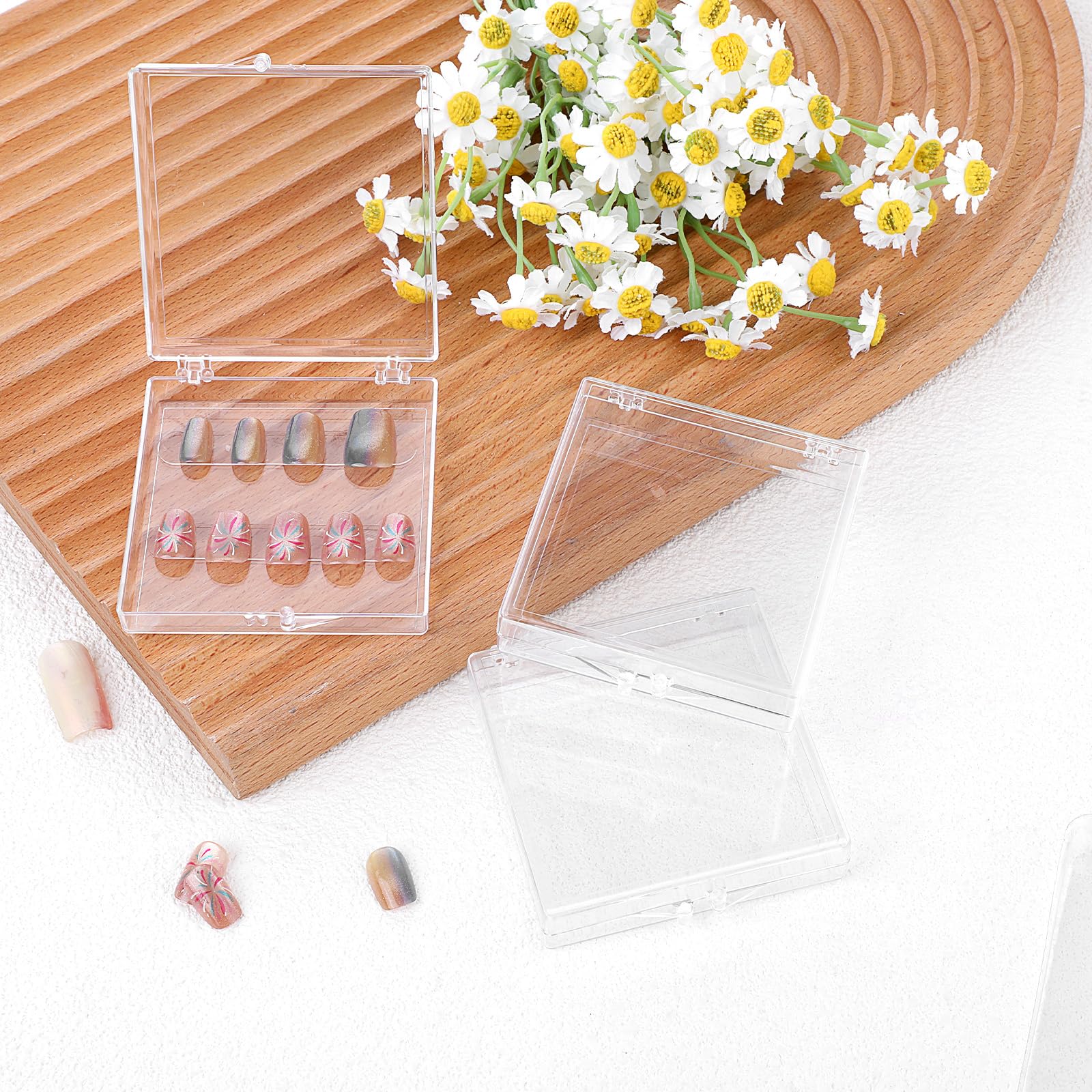 30 Pcs Press On Nail Packaging Box with 60 Pcs Adhesive Tapes - Acrylic Nail Display Storage Organizer Case for Salon & Home DIY Manicure - Perfect for Nail Art Display, Storage & Gift Packaging