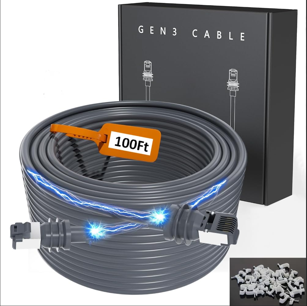 Starlink Gen 3 Replacement Cable 100FT/30.5M - Waterproof Satellite Extension Cord for Starlink Rectangular Dish (V3 Standard) | Perfect for Rural Internet, RV Travel & Off-Grid Connectivity
