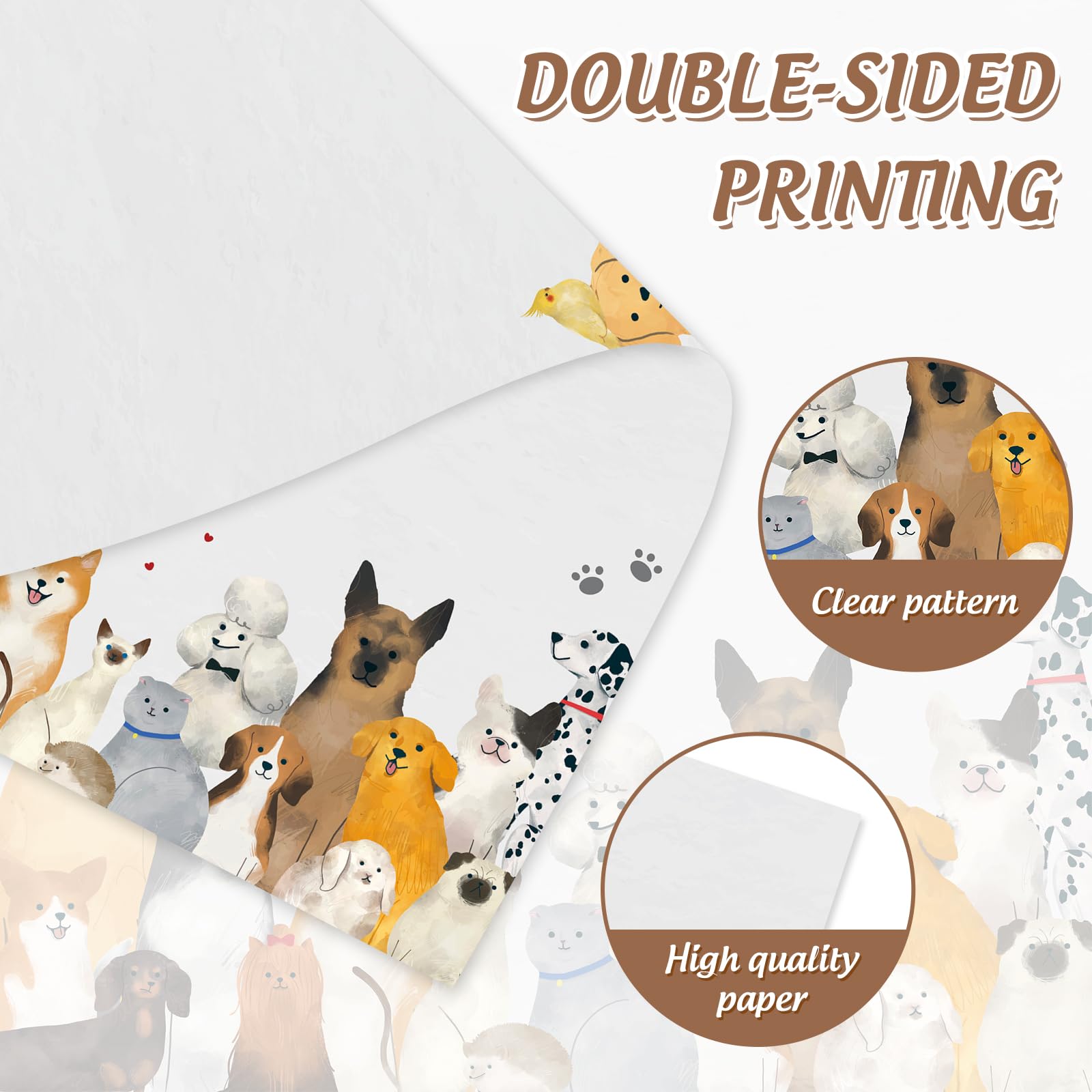 AnyDesign 60 Sheets Cute Puppy Animal Letter Paper - 8.5 x 11 Inch White Writing Paper for Kids, School, Office & Creative Projects