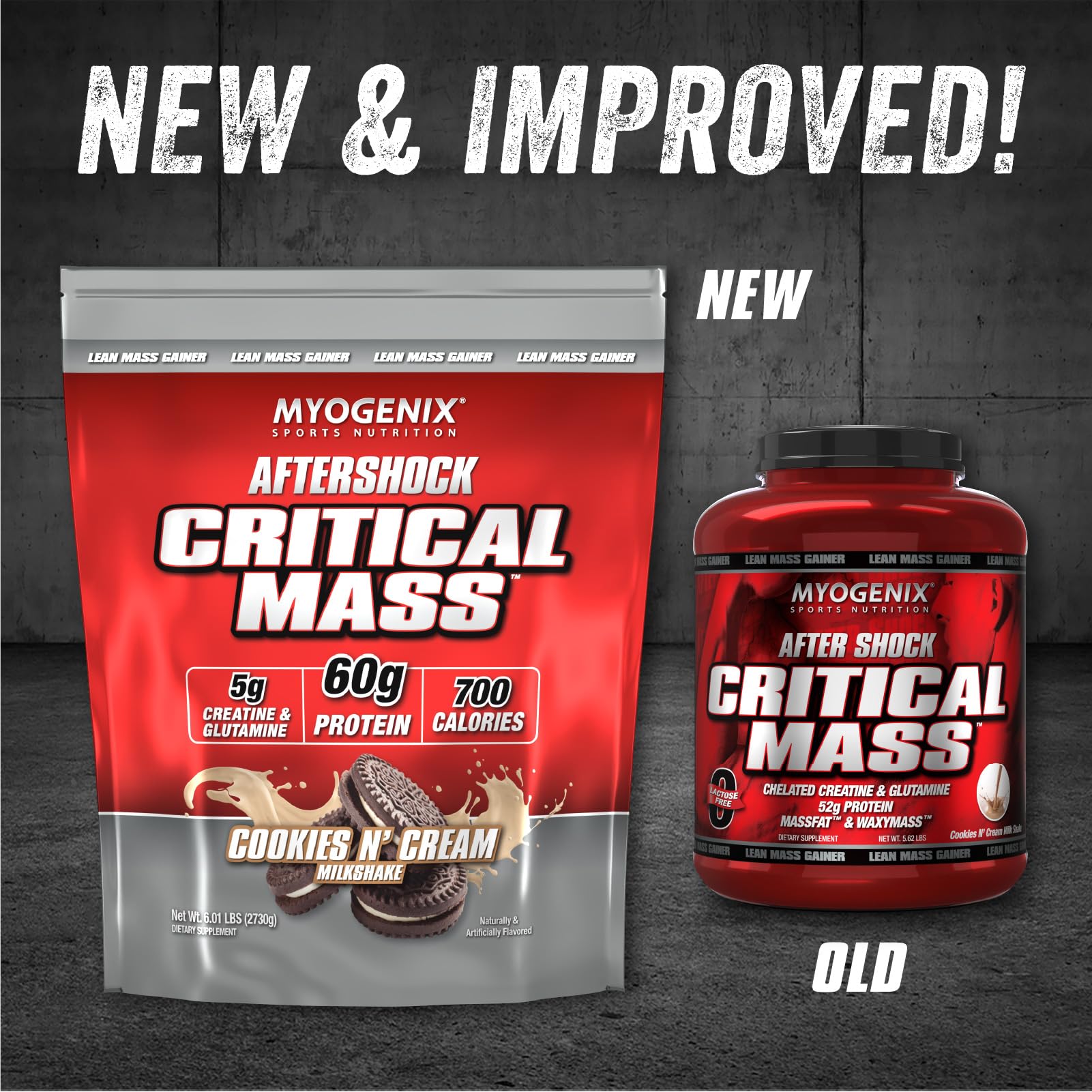 Myogenix Critical Mass - Cookies & Cream Whey Protein Powder for Muscle Gain & Weight Gain, Lactose-Free Anabolic Supplement (6.01 lbs) - Perfect for Post-Workout Recovery & Bodybuilding Nutrition