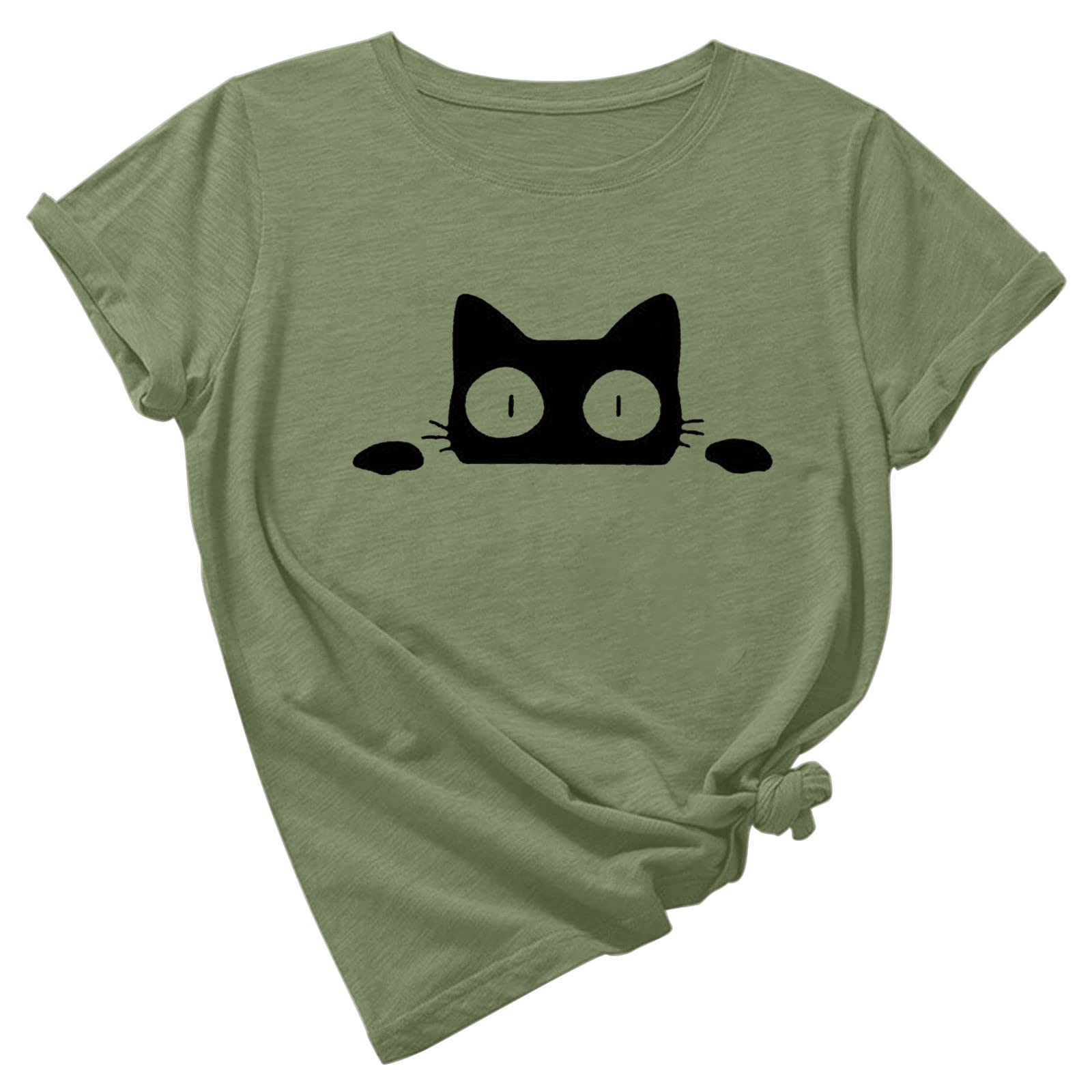 Stylish Women's Summer T-Shirt - Cute Animal Print Loose Round Neck Short Sleeve Top for Casual Wear & Workout | Perfect for Outdoor Activities, Gym & Daily Fashion