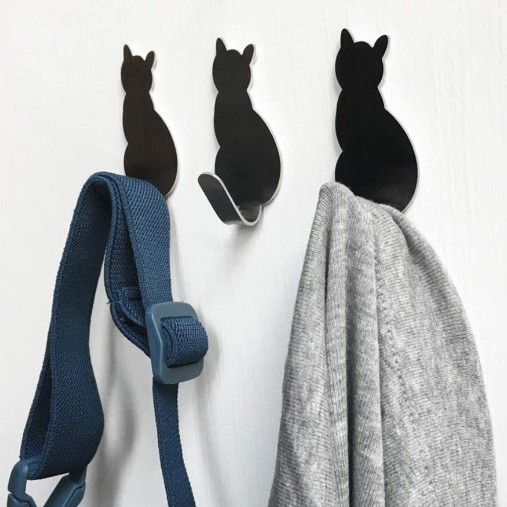 2 Pack Cat Tail Shaped Stainless Steel Wall Hooks - Decorative Coat & Key Hanger for Bedroom, Entryway, Closet Organization (Silver)