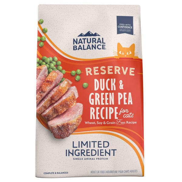 Natural Balance Reserve Grain Free Duck & Green Pea Recipe Dry Cat Food - High Protein, Limited Ingredient Diet for Cats with Sensitive Stomachs - Perfect for Indoor Cats & Allergies Relief