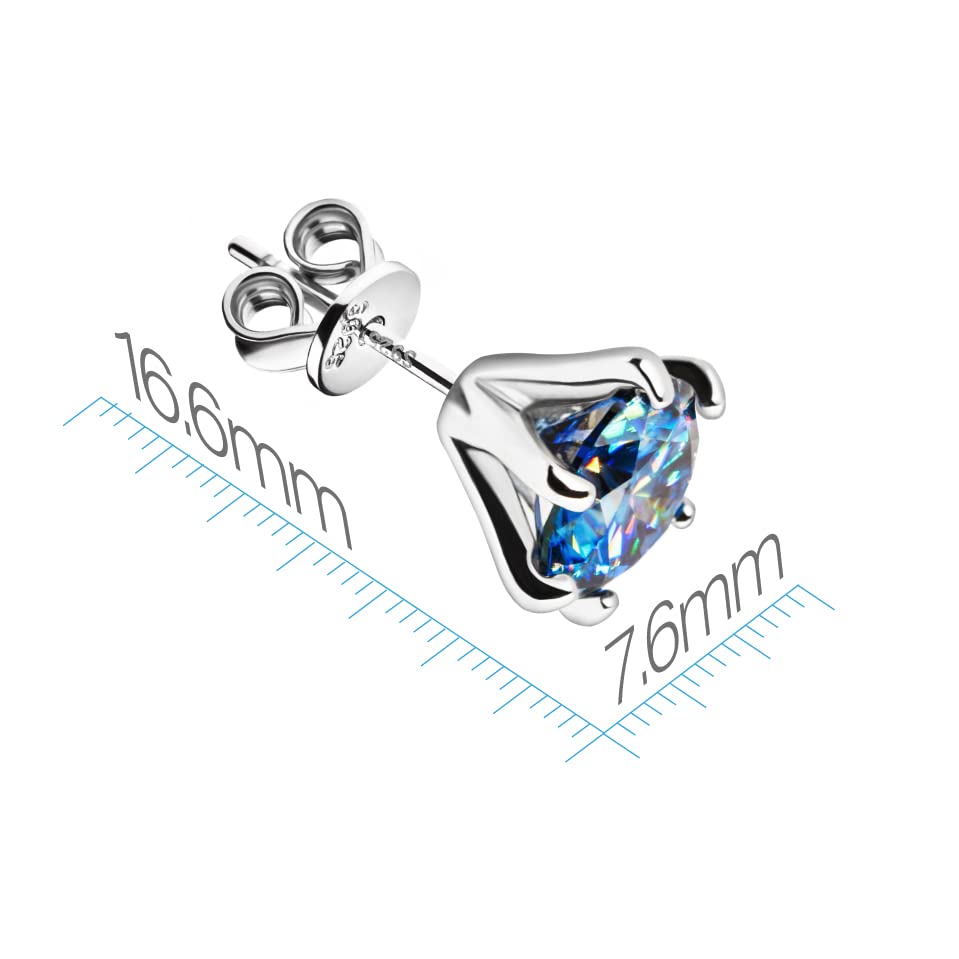 GIGAJEWE 2.0ct Round Cut Moissanite Stud Earrings for Women & Men - 18K White Gold Plated Sterling Silver - Perfect for Weddings, Anniversaries & Special Occasions
