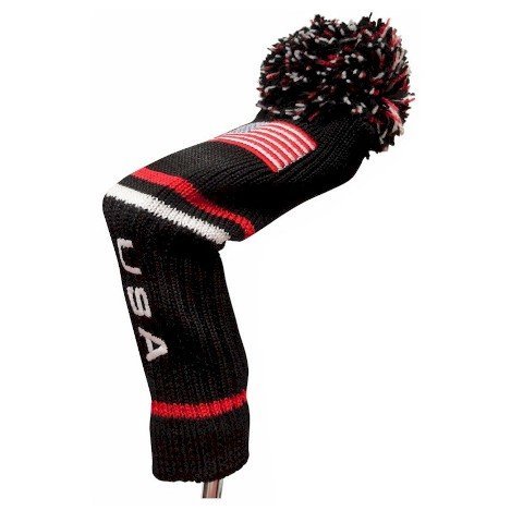 USA Flag Pom Pom Golf Headcover - Choose Driver or Fairway/Hybrid Size (Sold Separately) | Patriotic Golf Accessory for Men & Women | Perfect for 4th of July Tournaments & Country Club Play
