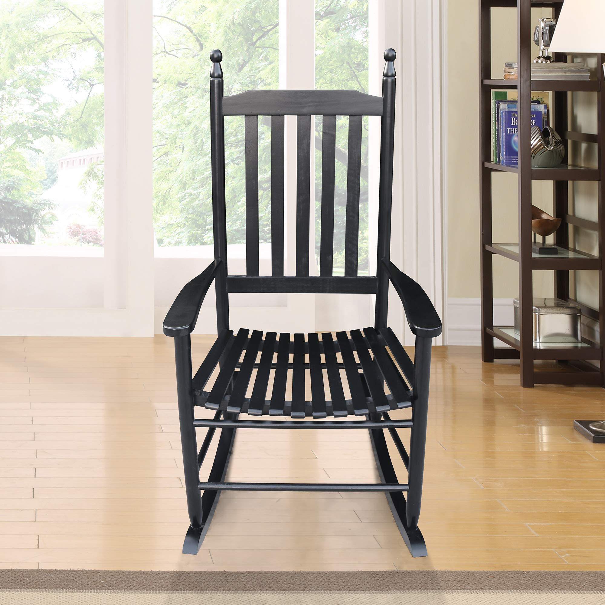 HomVent Wooden Rocking Chair - High Back Porch Rocker for Indoor & Outdoor Use - Perfect for Living Room, Patio, Garden, Balcony and Backyard Relaxation