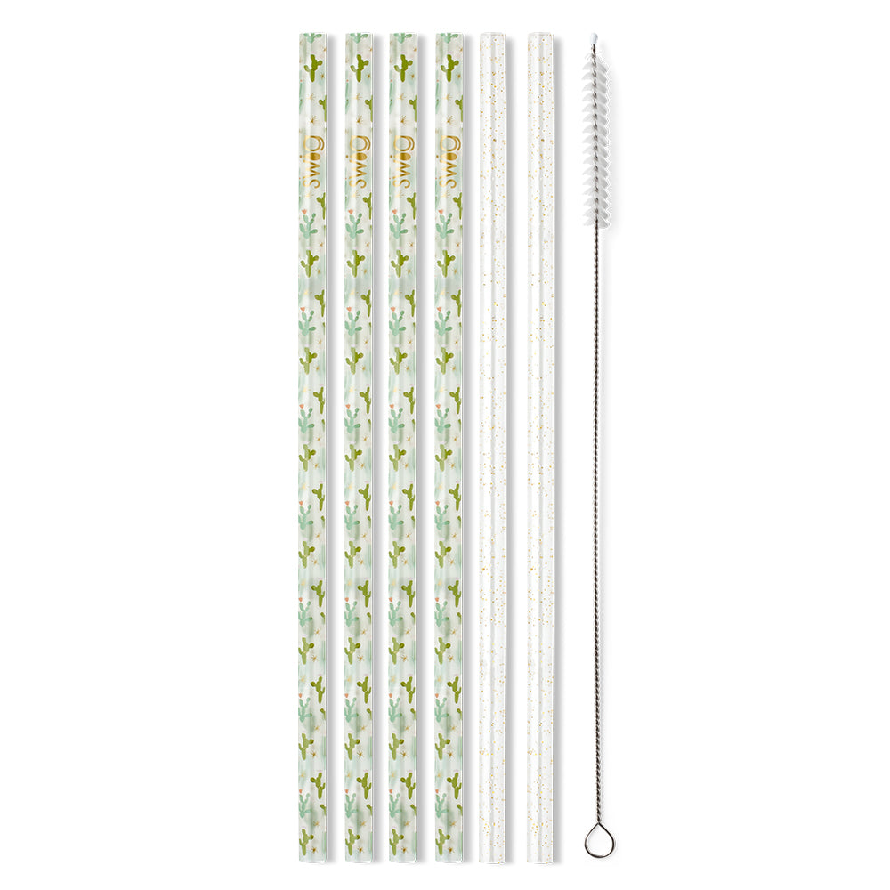 Eco-Friendly Reusable Straw Set with Gold Glitter - Perfect for Smoothies, Cocktails & Parties - BPA-Free & Dishwasher Safe