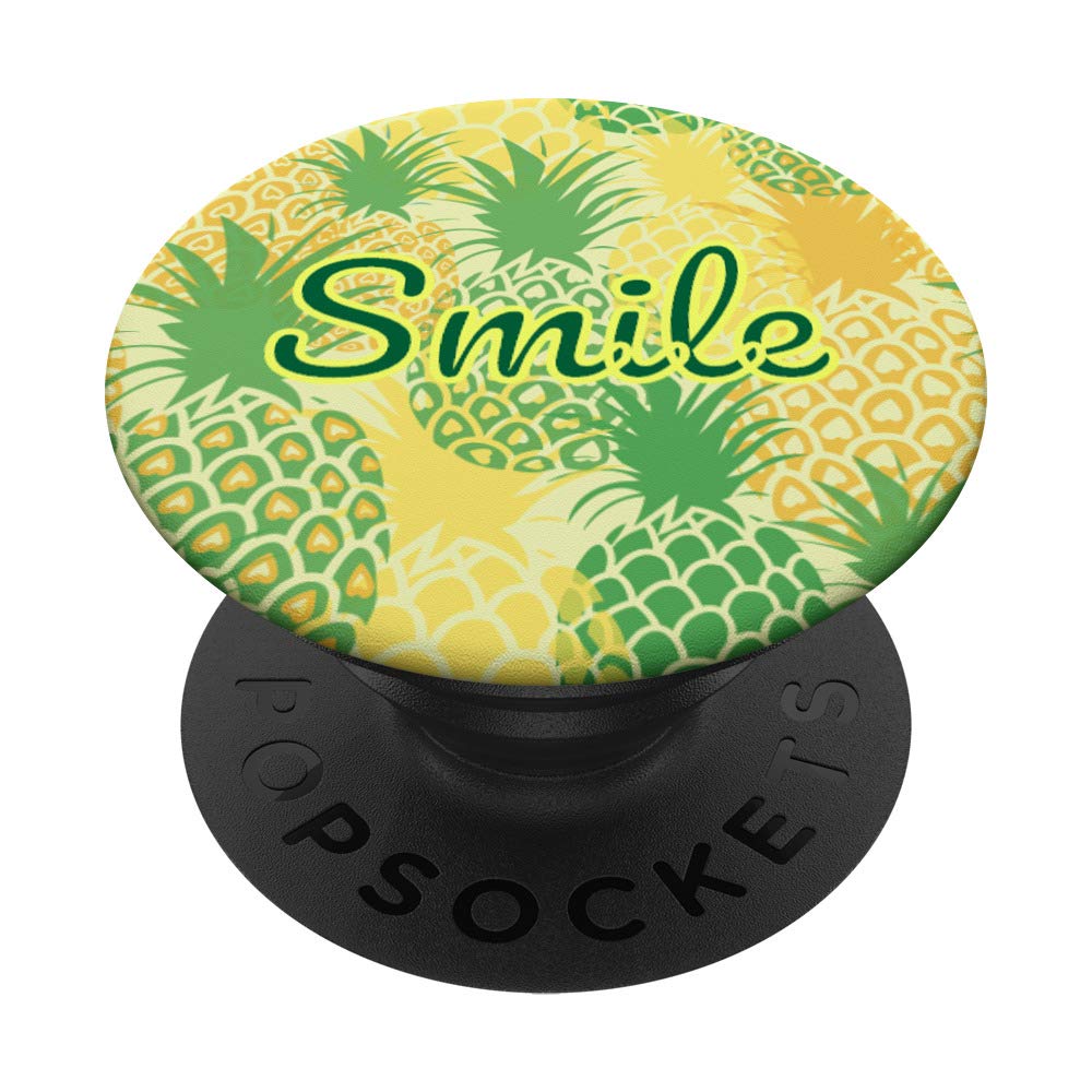 Vibrant Yellow & Green Pineapple Pattern Smile Tropical PopSockets Swappable PopGrip - Perfect for Phones, Tablets & Laptops - Fun Summer Accessory for Beach Vacations & Pool Parties