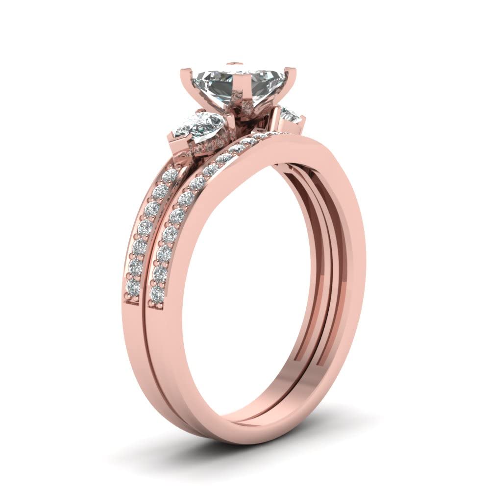 1.75/2.75 CTW Princess Cut Moissanite Wedding Ring Sets for Women - Platinum Plated Silver Engagement Ring Band Sets with Free Engraving | Perfect for Proposals, Anniversaries & Bridal Jewelry