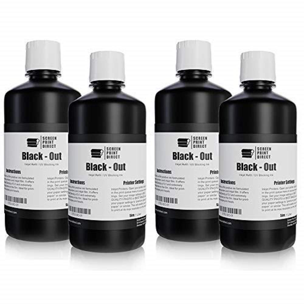 Screen Print Direct® UV Blocking Ink Refill (1 Liter) - High Opacity Black Inkjet Ink for Film Positives & Waterproof Inkjet Film - Universal Black Dye Ink for Screen Printing Supplies - Perfect for T-Shirt Printing, Signage & DIY Projects