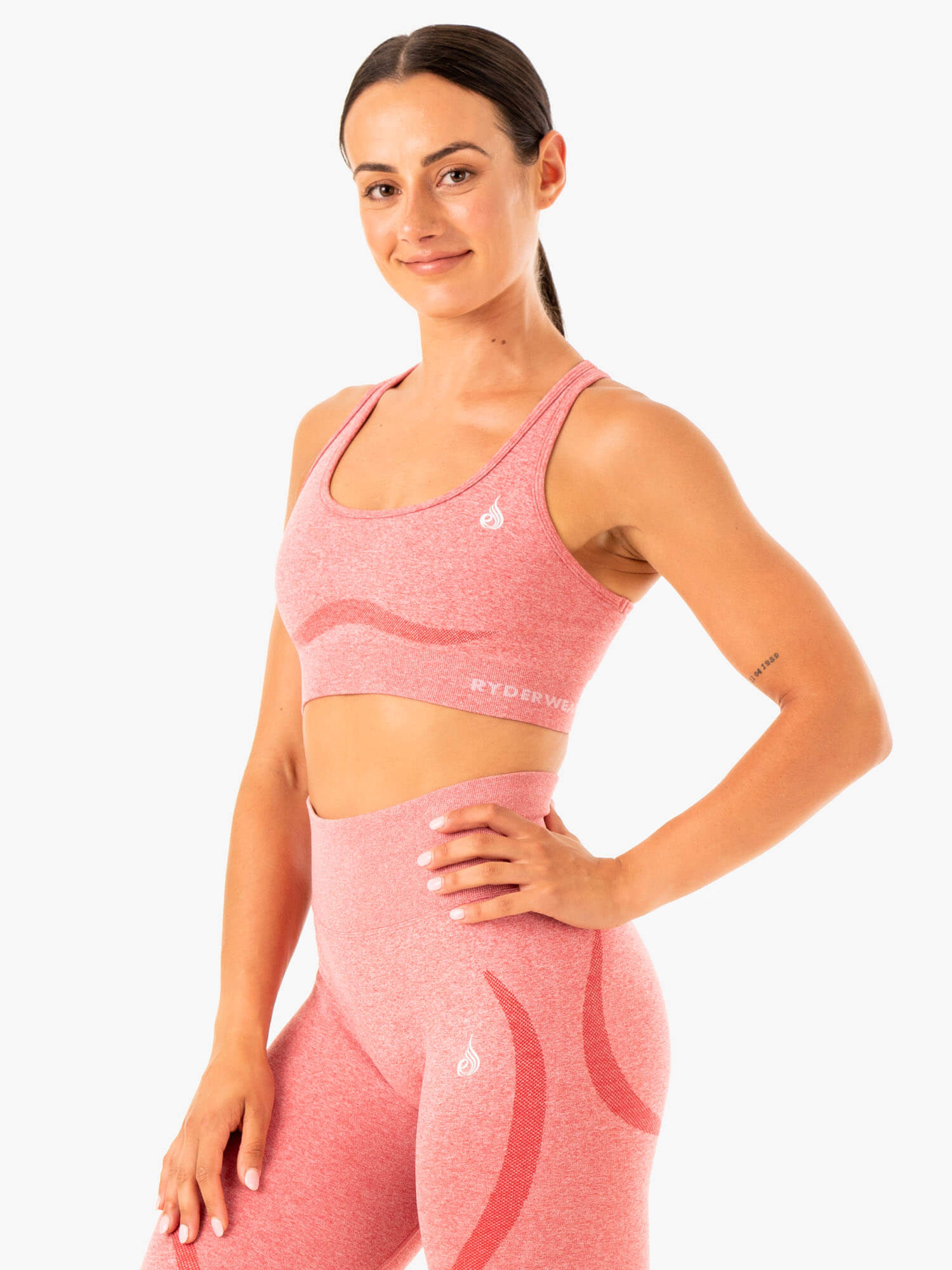 Seamless Racerback Sports Bra for Women - Breathable Workout Top, Comfortable Pink Marble Print Yoga Bra - Perfect for Gym, Running & Activewear