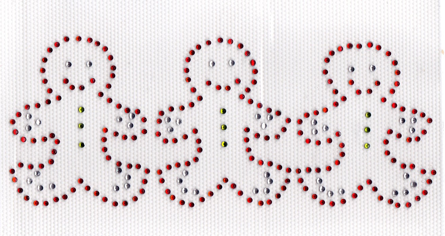 Gingerbread Men Iron-On Hot Fix Rhinestone Transfer - Red, Clear & Green | Christmas DIY Crafts, Holiday Apparel Decorations, Festive Costume Embellishments