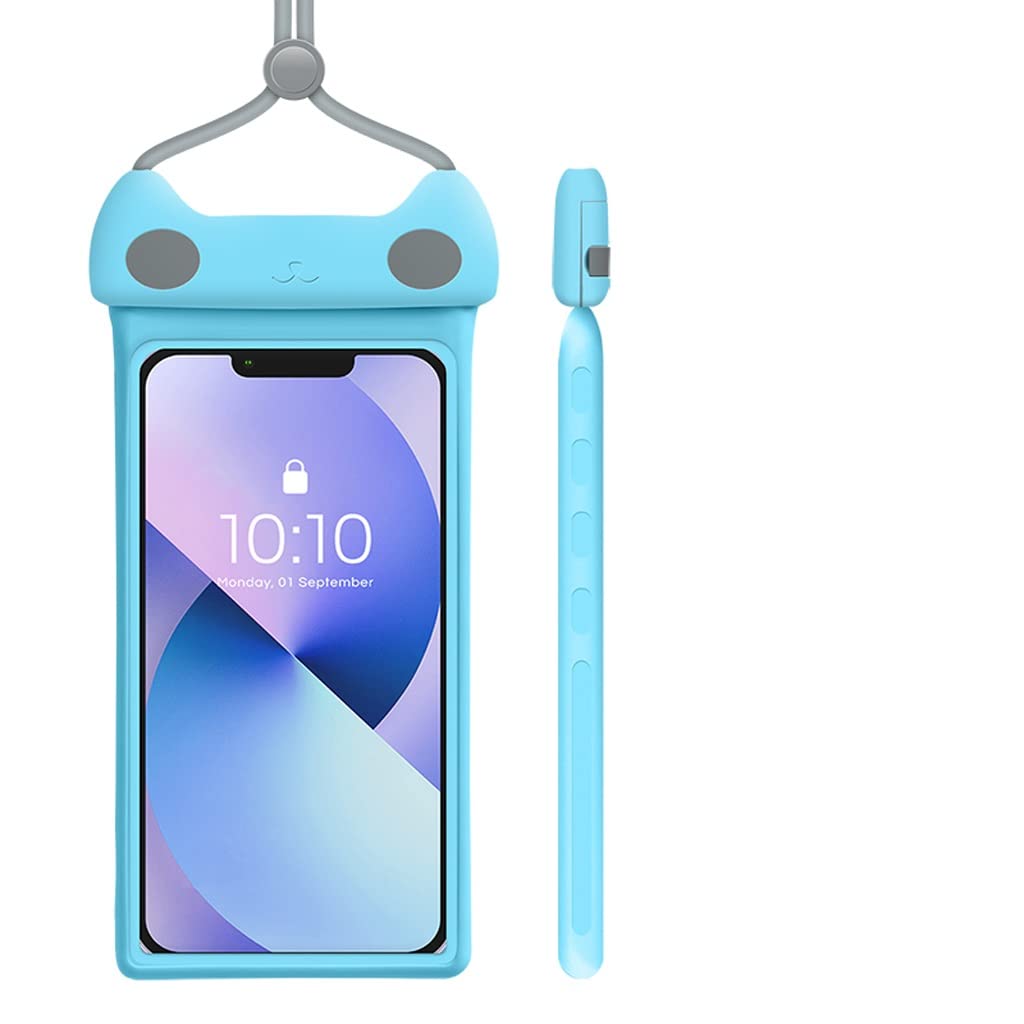 **HXR Waterproof Phone Pouch for Swimming, Diving, Hot Springs – Underwater Touch Screen Protection – Light Blue – Perfect for Beach, Pool & Outdoor Adventures**
